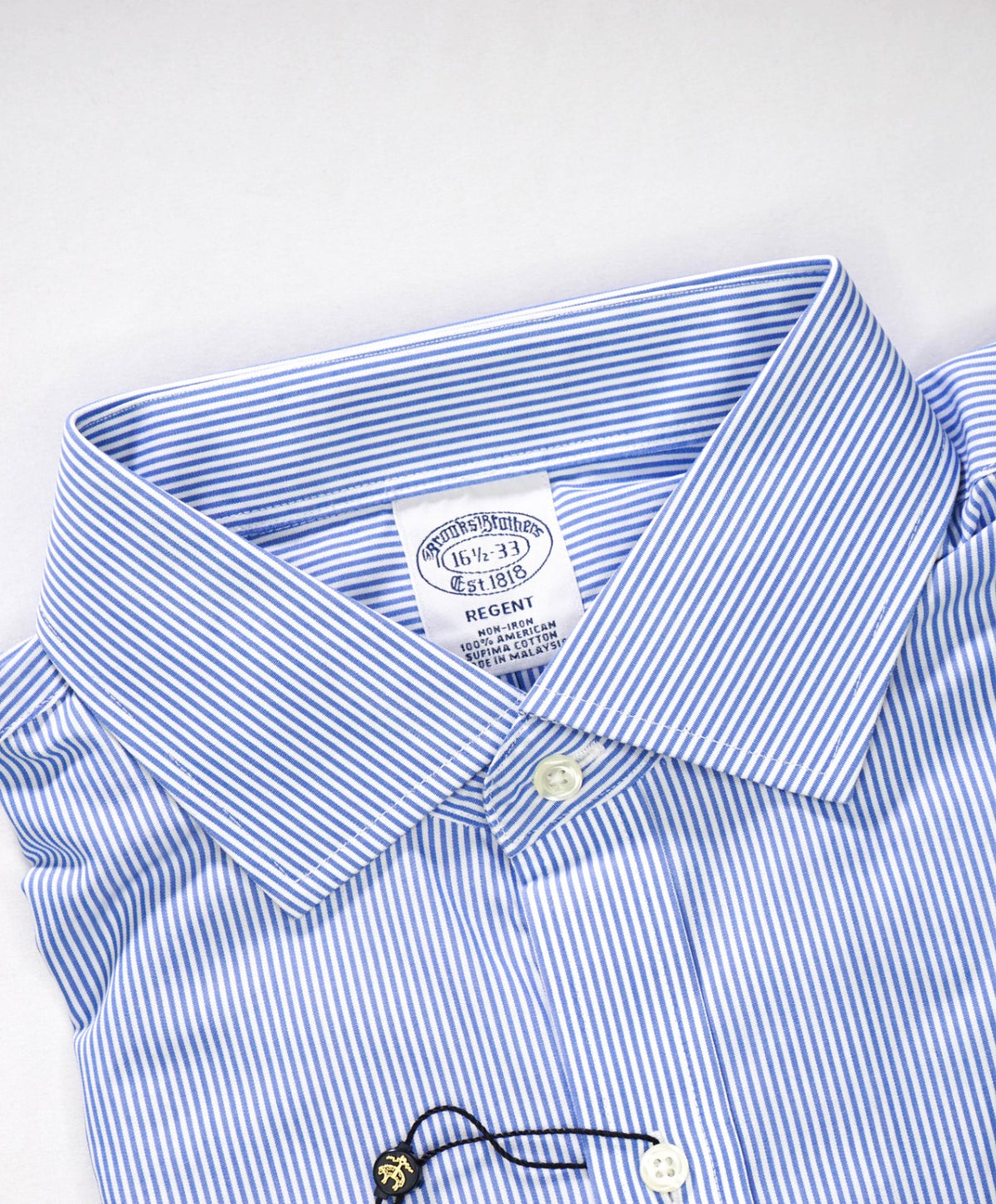$128 BROOKS BROTHERS - Blue Stripe NON-IRON REGENT Shirt - 16.5 - 35