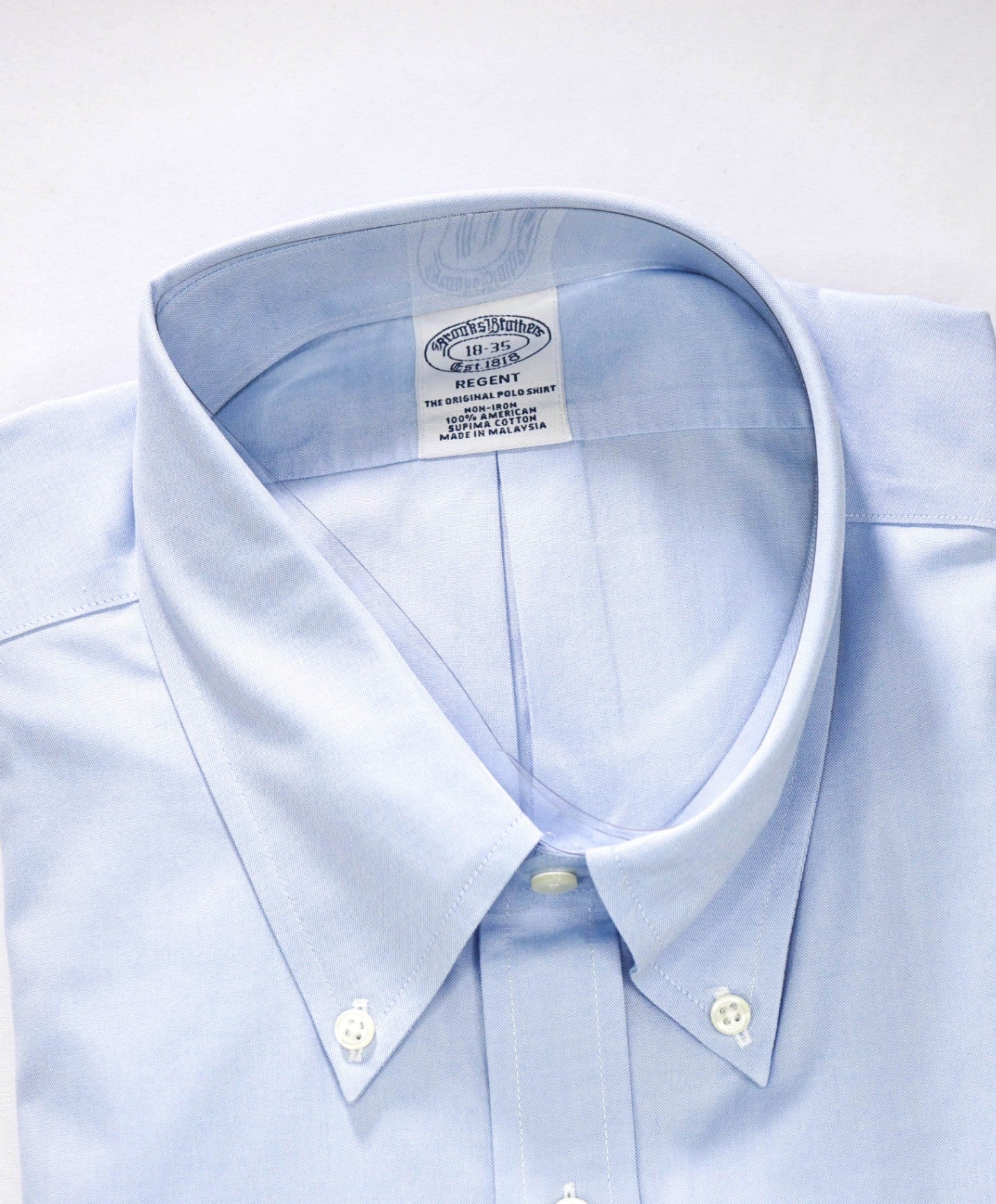$128 BROOKS BROTHERS - Blue NON-IRON REGENT Shirt - 18 - 35