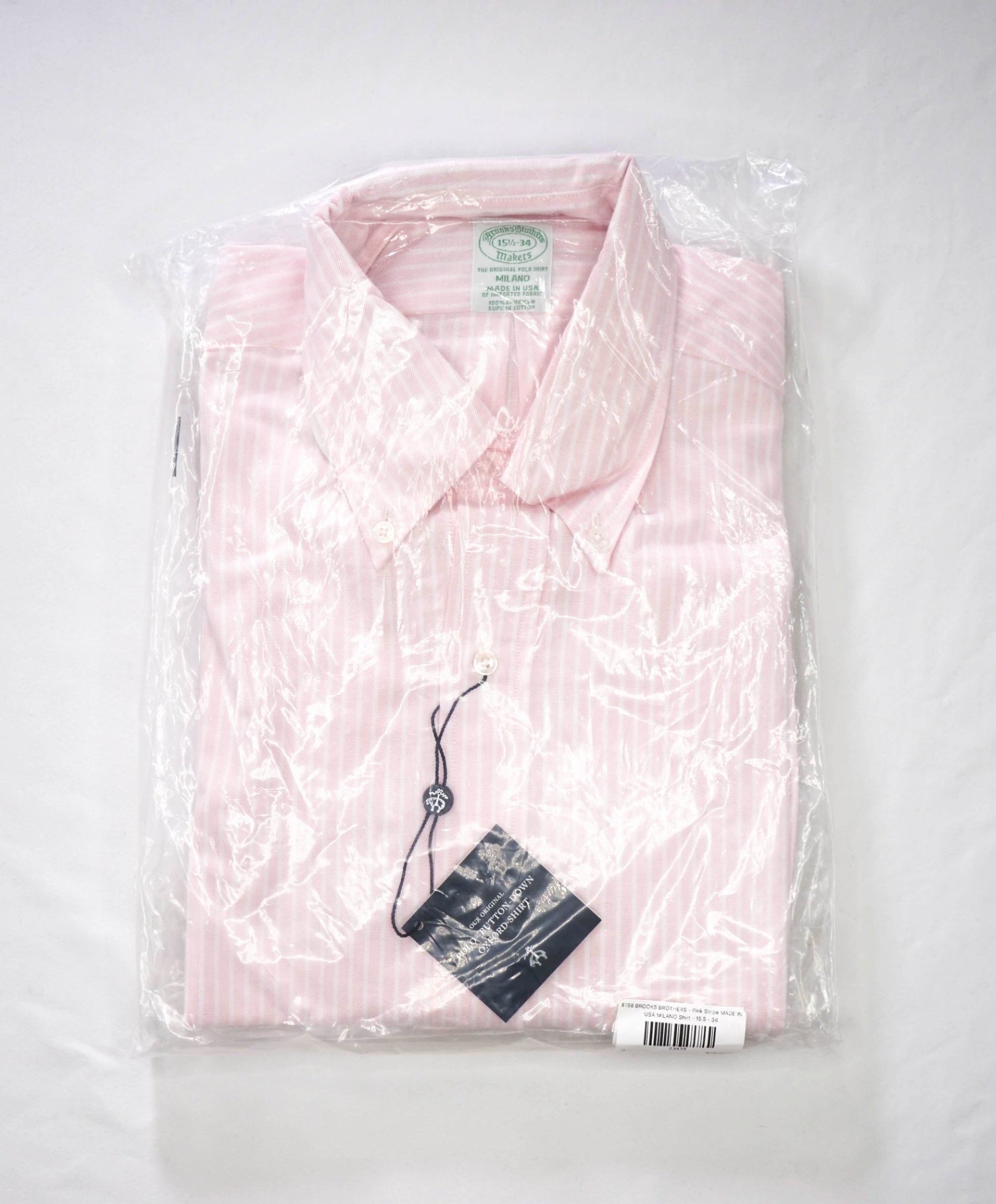 $198 BROOKS BROTHERS - Pink Stripe MADE IN USA MILANO Shirt - 15.5 - 34