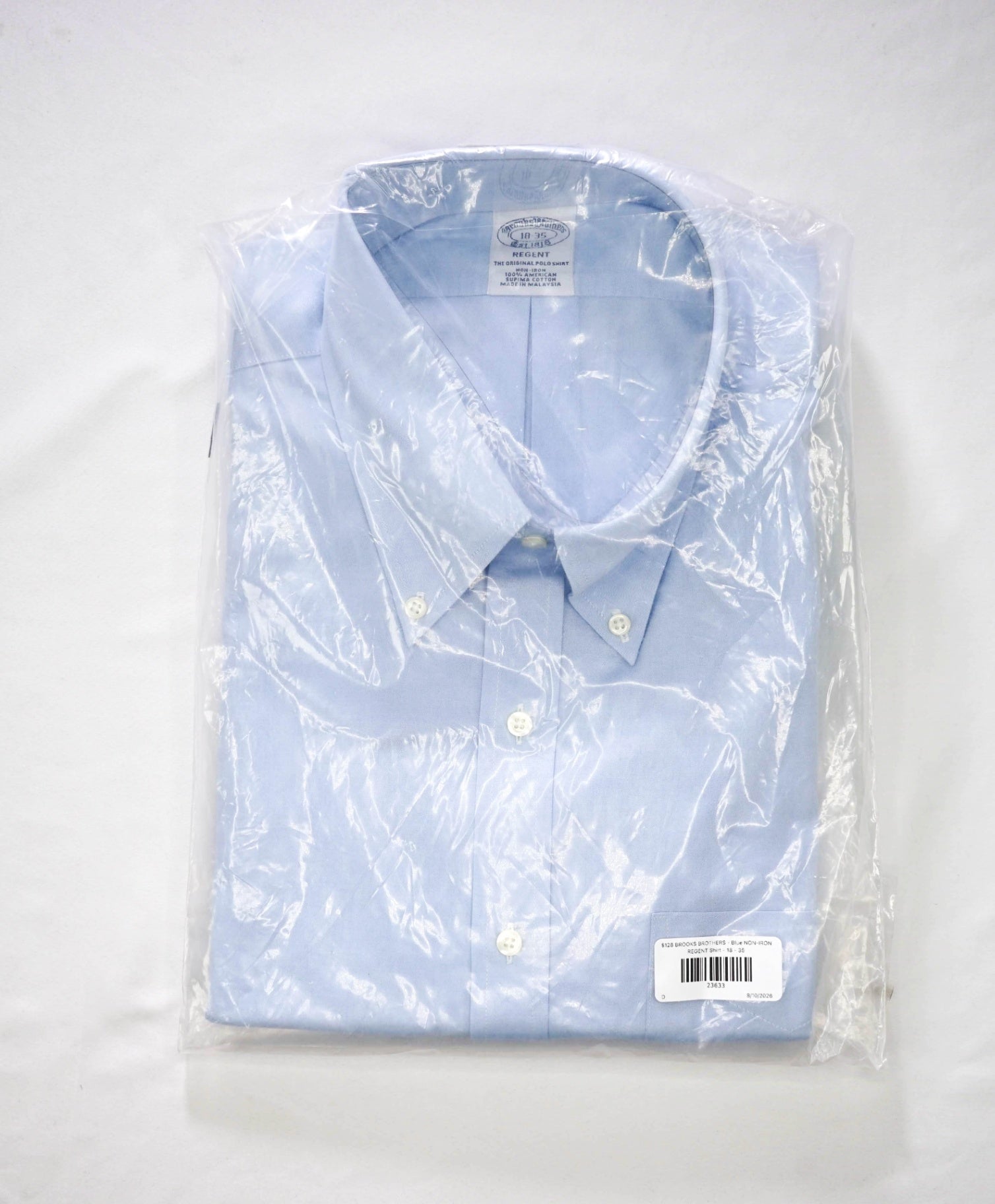 $128 BROOKS BROTHERS - Blue NON-IRON REGENT Shirt - 18 - 35