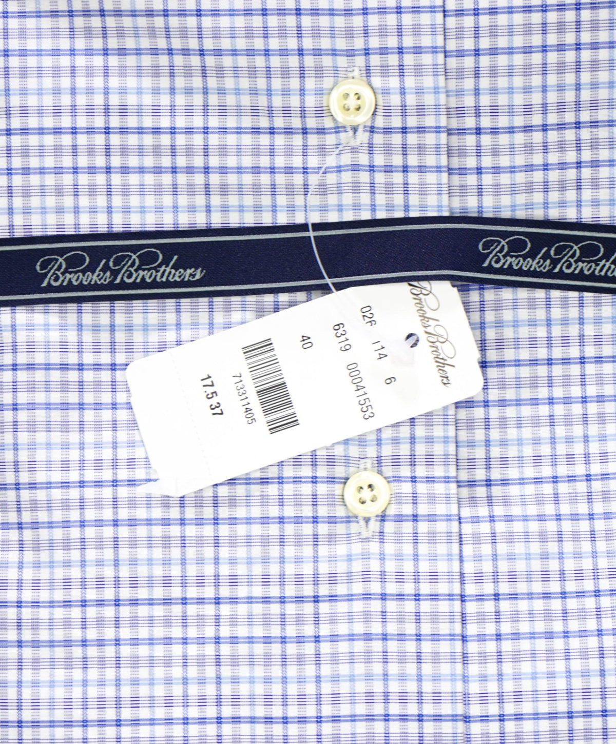 $198 BROOKS BROTHERS - Blue Plaid MAKERS AND MERCHANTS REGENT Shirt - 17.5 - 37