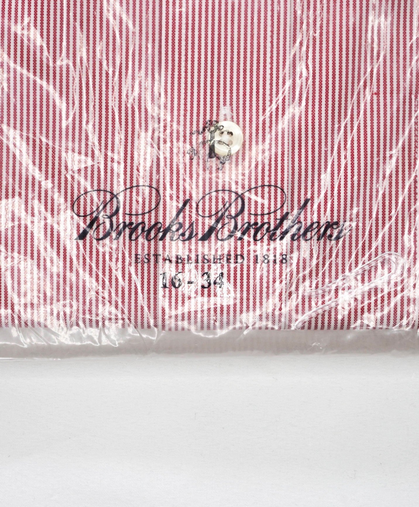 $128 BROOKS BROTHERS - Red Stripe MILANO Shirt - 16 - 34