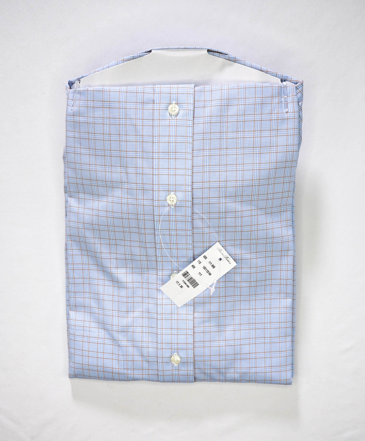 $128 BROOKS BROTHERS - Blue Plaid NON-IRON MILANO Shirt - 17.5 - 35