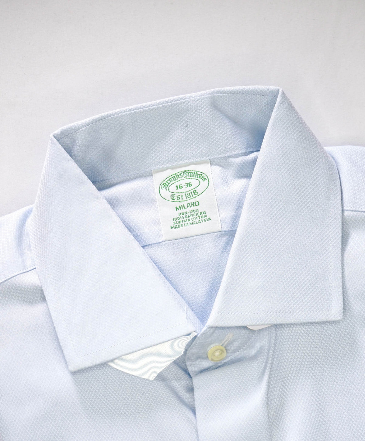 $128 BROOKS BROTHERS - Blue Birdseye NON-IRON MILANO Shirt - 16 - 36