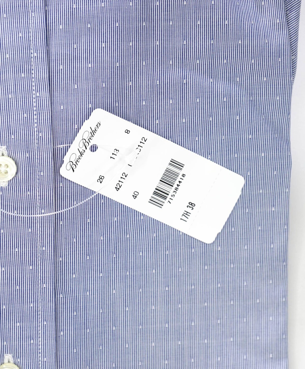 $128 BROOKS BROTHERS - Blue Stripe MILANO Shirt - 17.5 - 38
