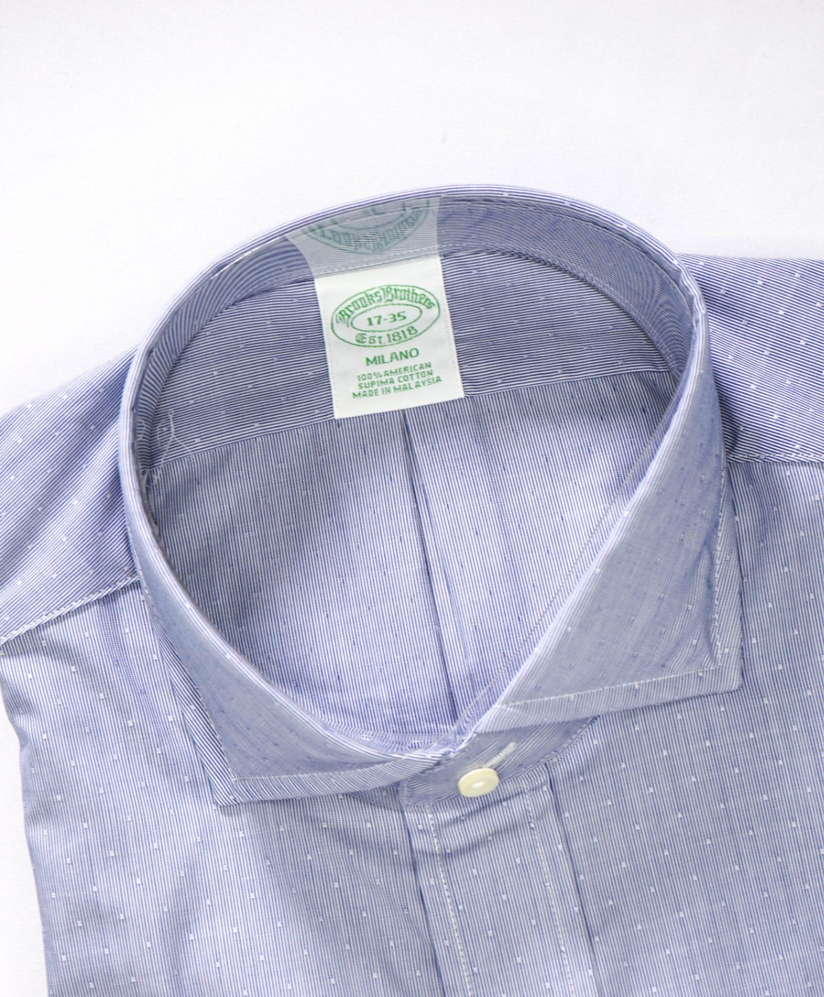 $128 BROOKS BROTHERS - Blue Stripe MILANO Shirt - 17 - 35