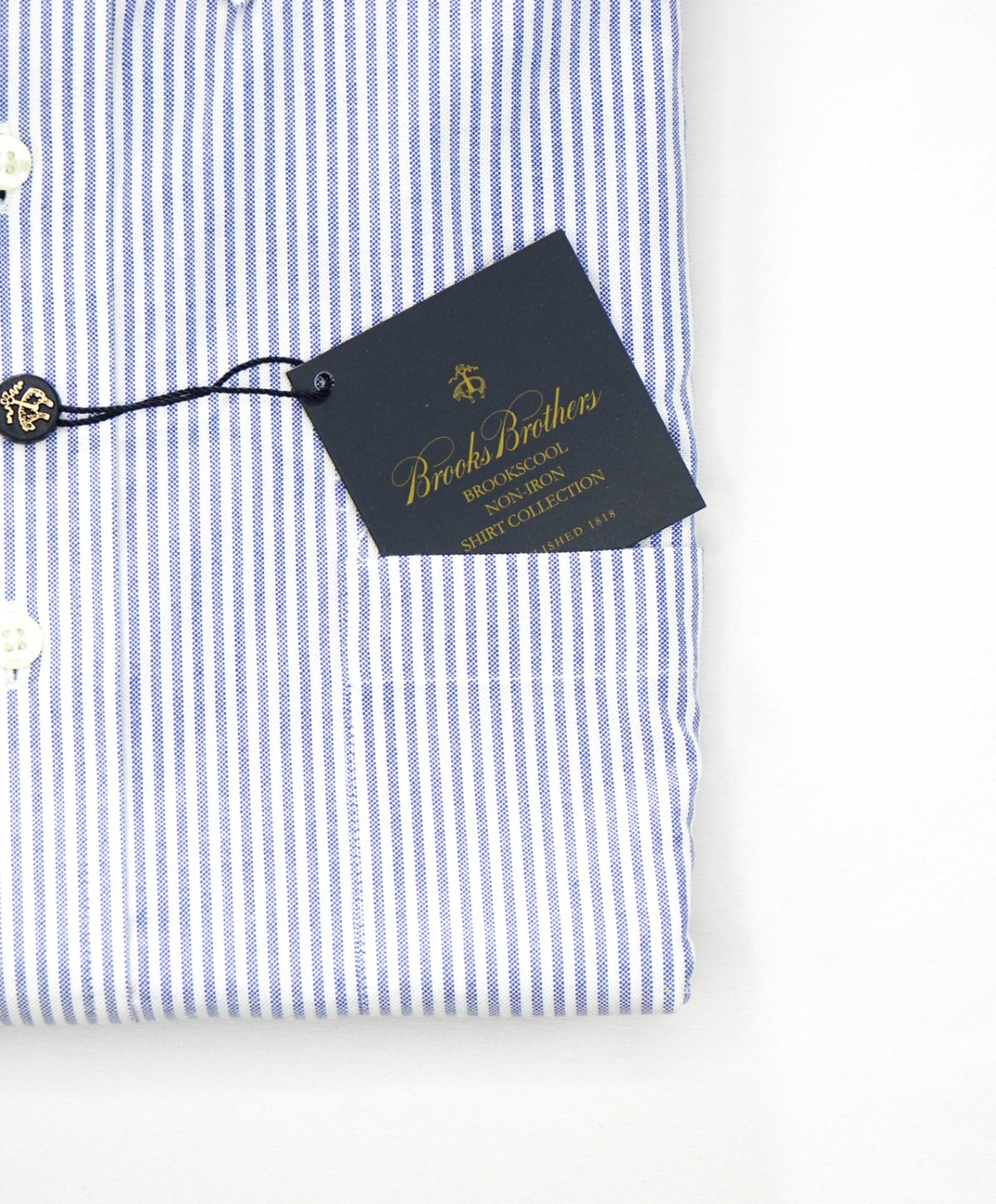 $128 BROOKS BROTHERS - Blue Stripe NON-IRON REGENT Shirt - 16.5 - 35