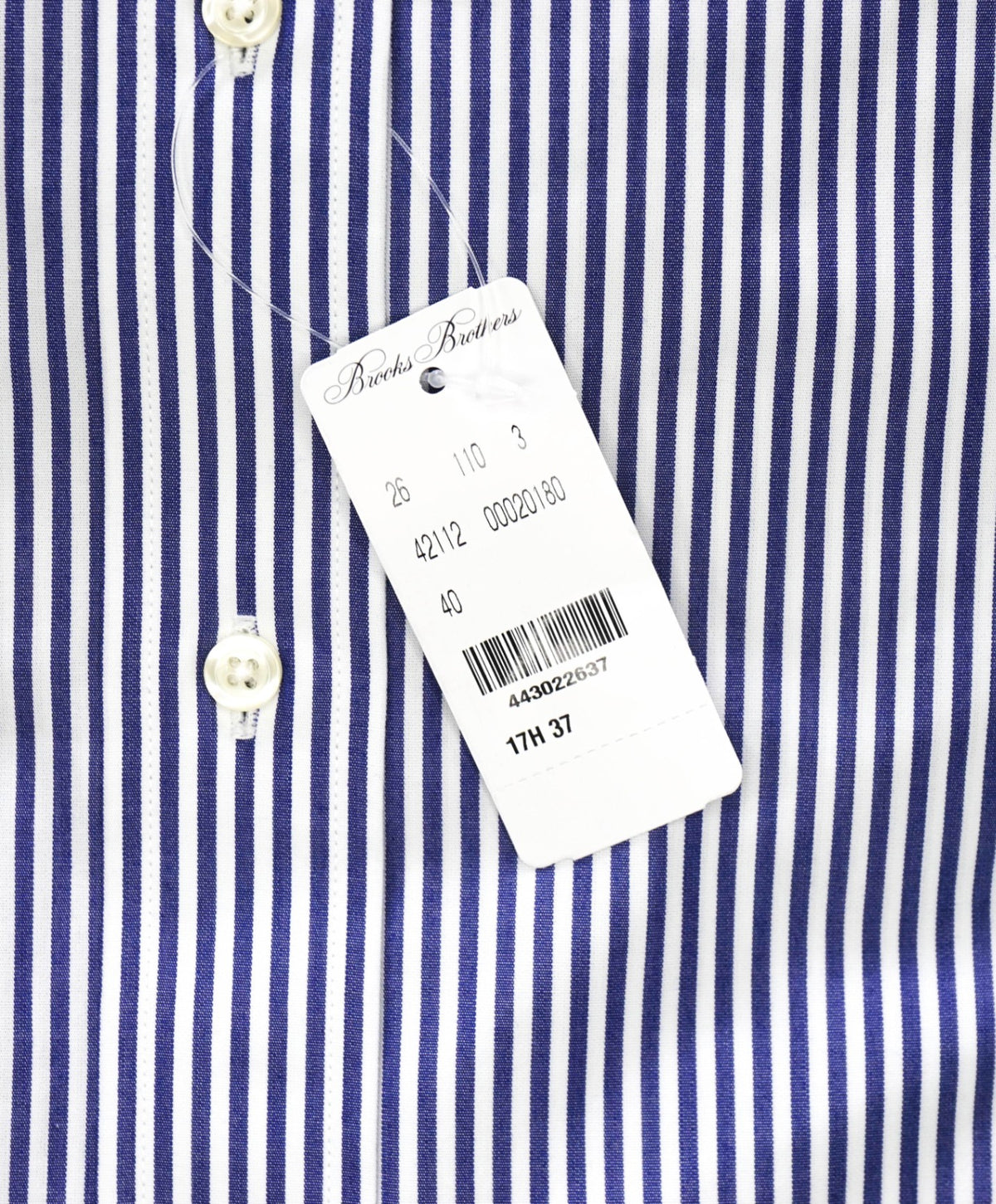 $128 BROOKS BROTHERS - Blue Stripe NON-IRON REGENT Shirt - 17.5 - 37