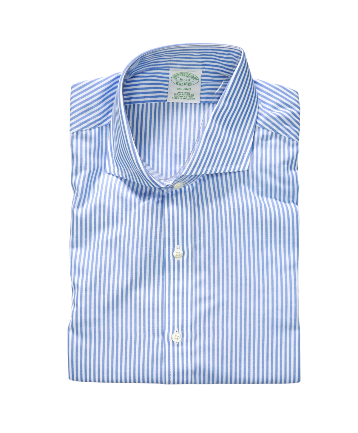 $128 BROOKS BROTHERS - Blue Stripe NON-IRON MILANO Shirt - 16 - 34
