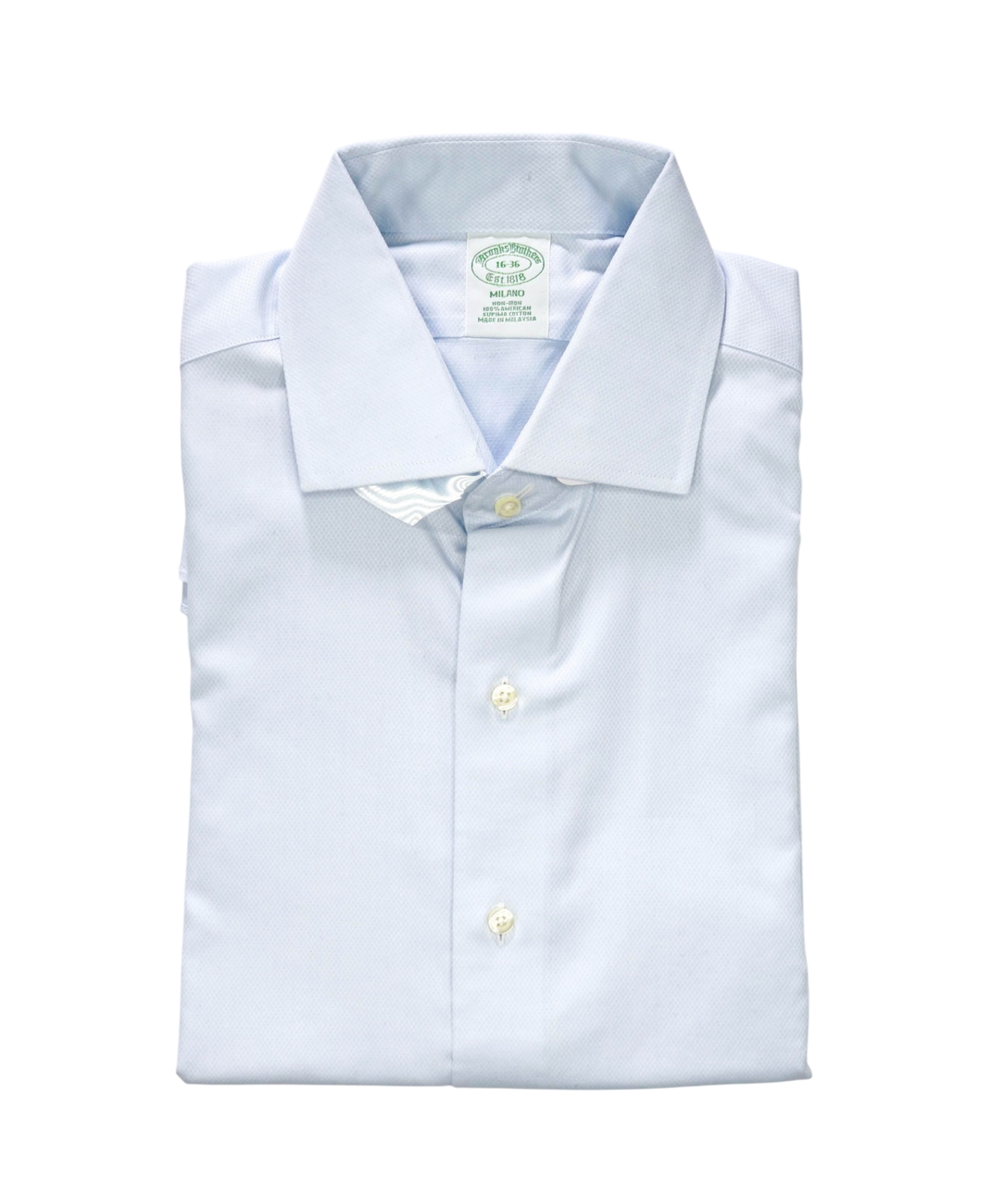 $128 BROOKS BROTHERS - Blue Birdseye NON-IRON MILANO Shirt - 16 - 36
