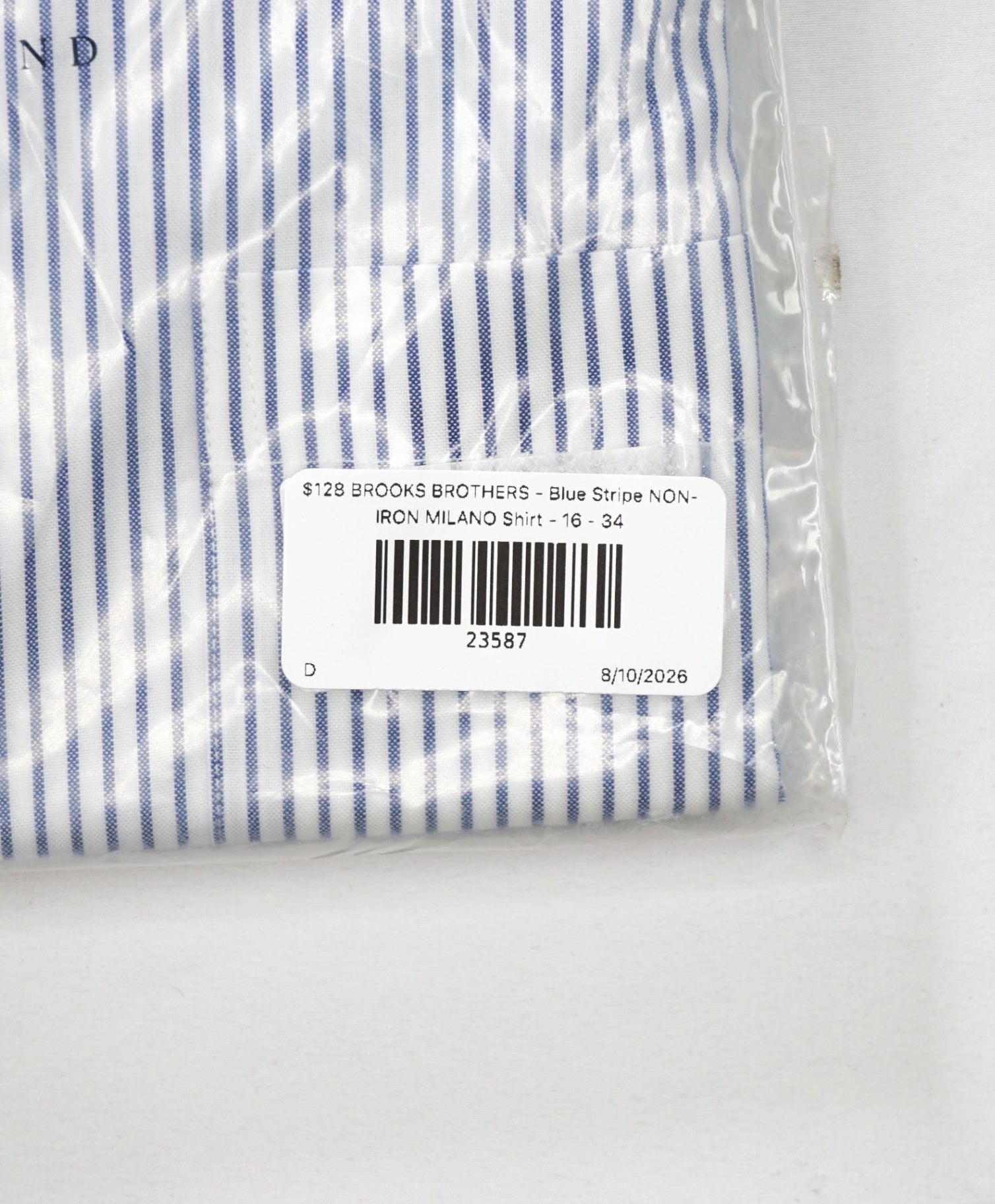 $128 BROOKS BROTHERS - Blue Stripe NON-IRON MILANO Shirt - 16 - 34