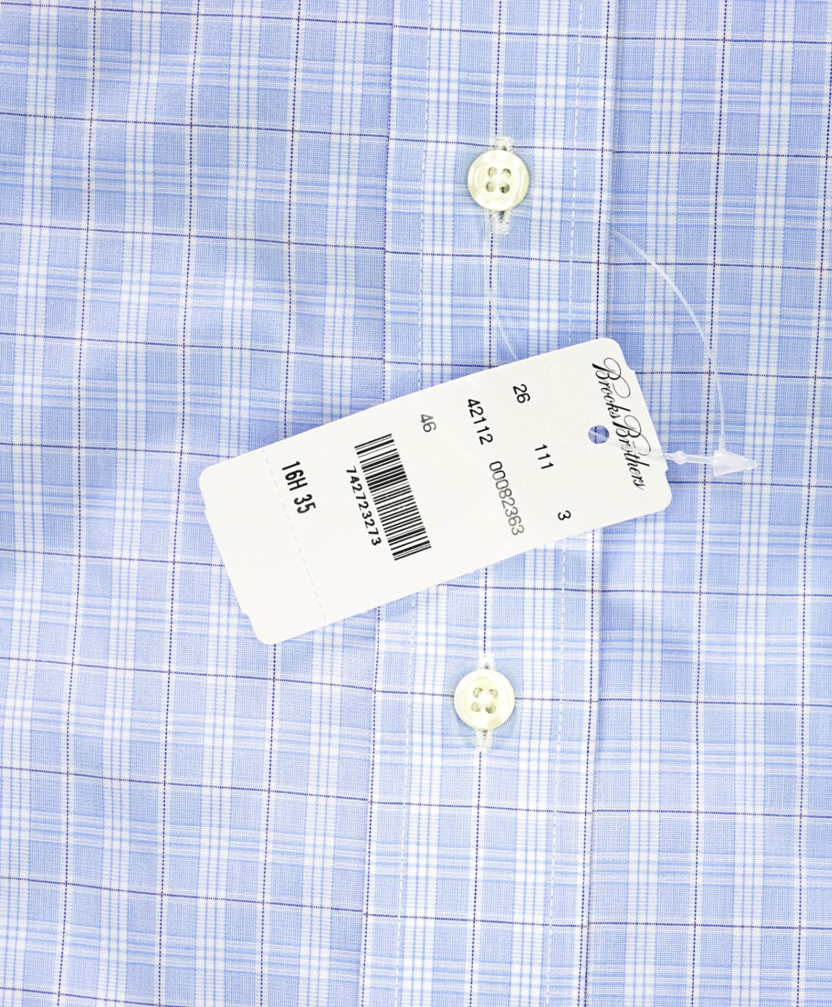 $128 BROOKS BROTHERS - Blue Plaid NON-IRON REGENT Shirt - 16.5 - 35