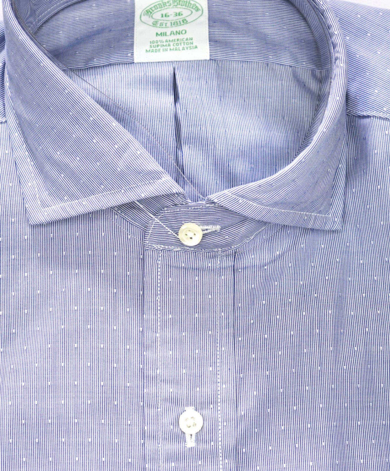 $128 BROOKS BROTHERS - Blue Stripe MILANO Shirt - 16 - 36