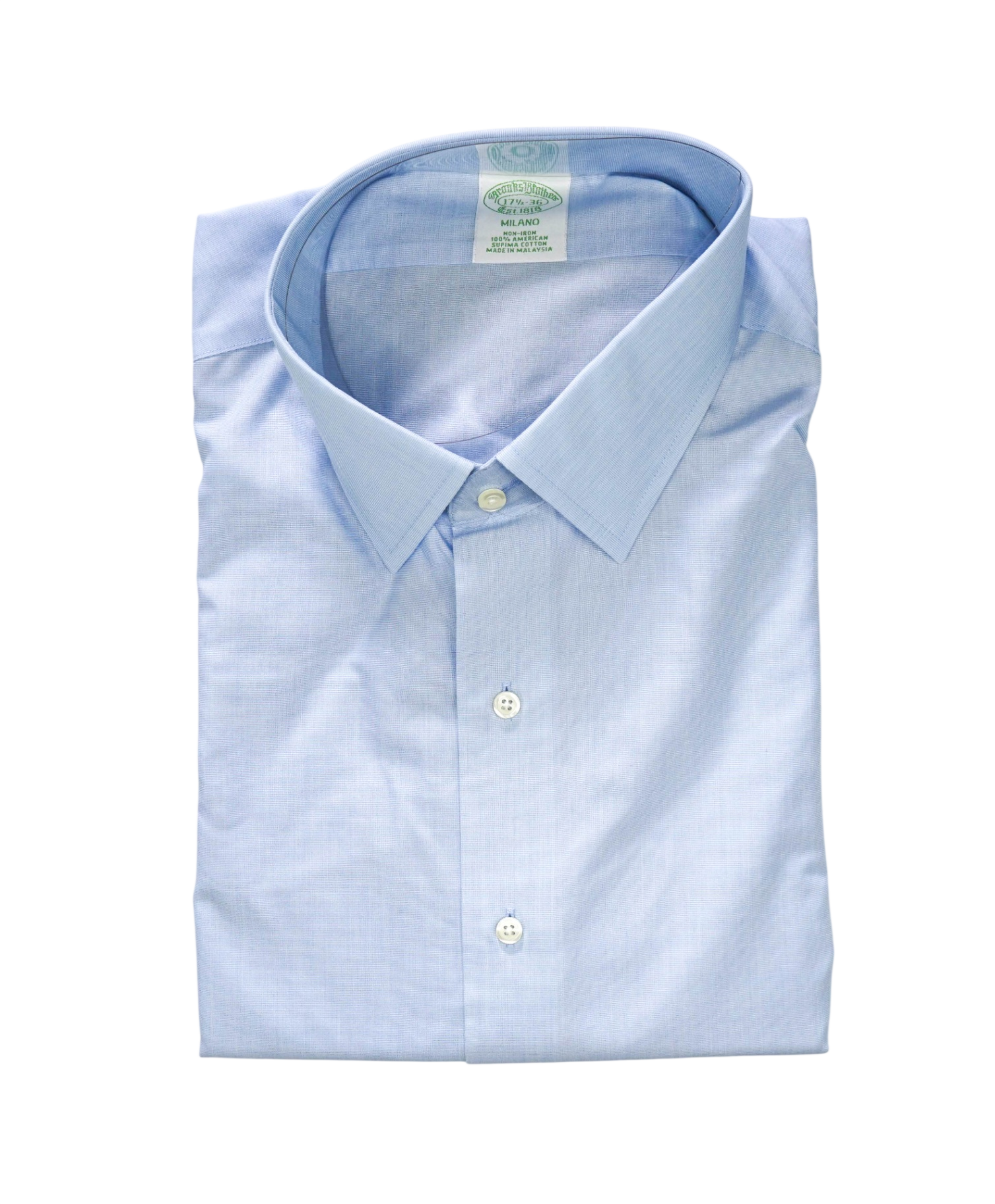 $128 BROOKS BROTHERS - Blue NON-IRON MILANO Shirt - 17.5 - 36