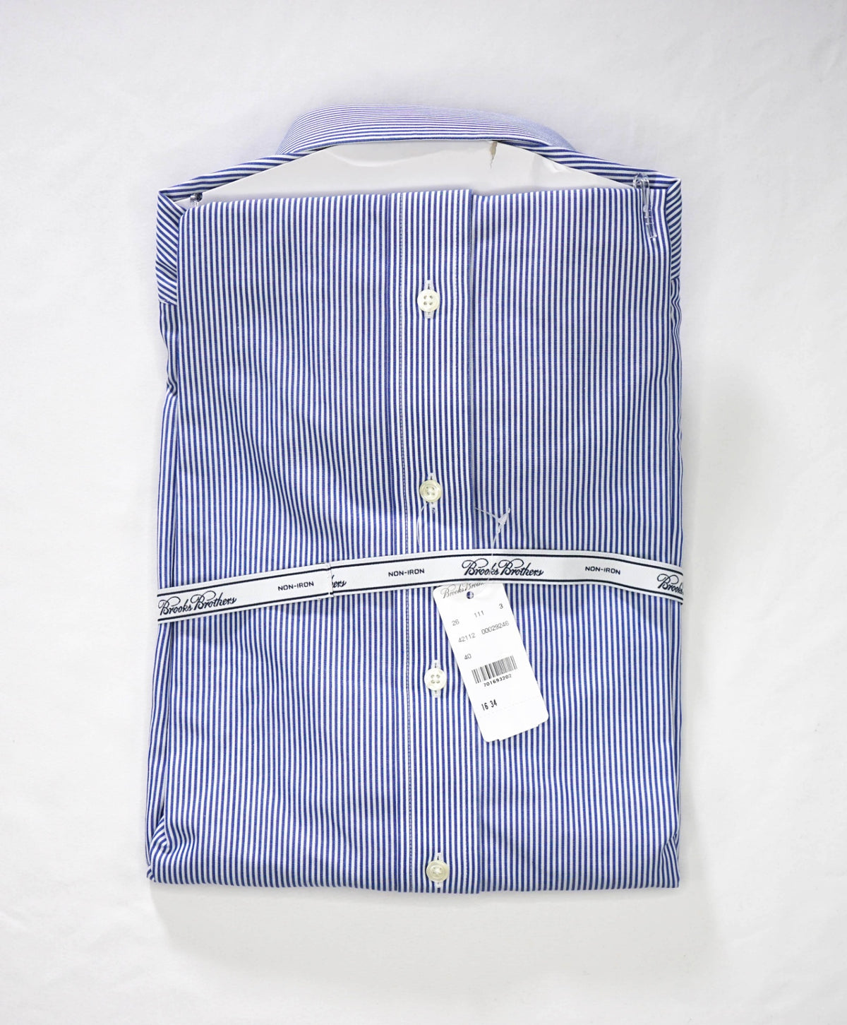 $128 BROOKS BROTHERS - Blue Stripe NON-IRON REGENT Shirt - 16 - 34