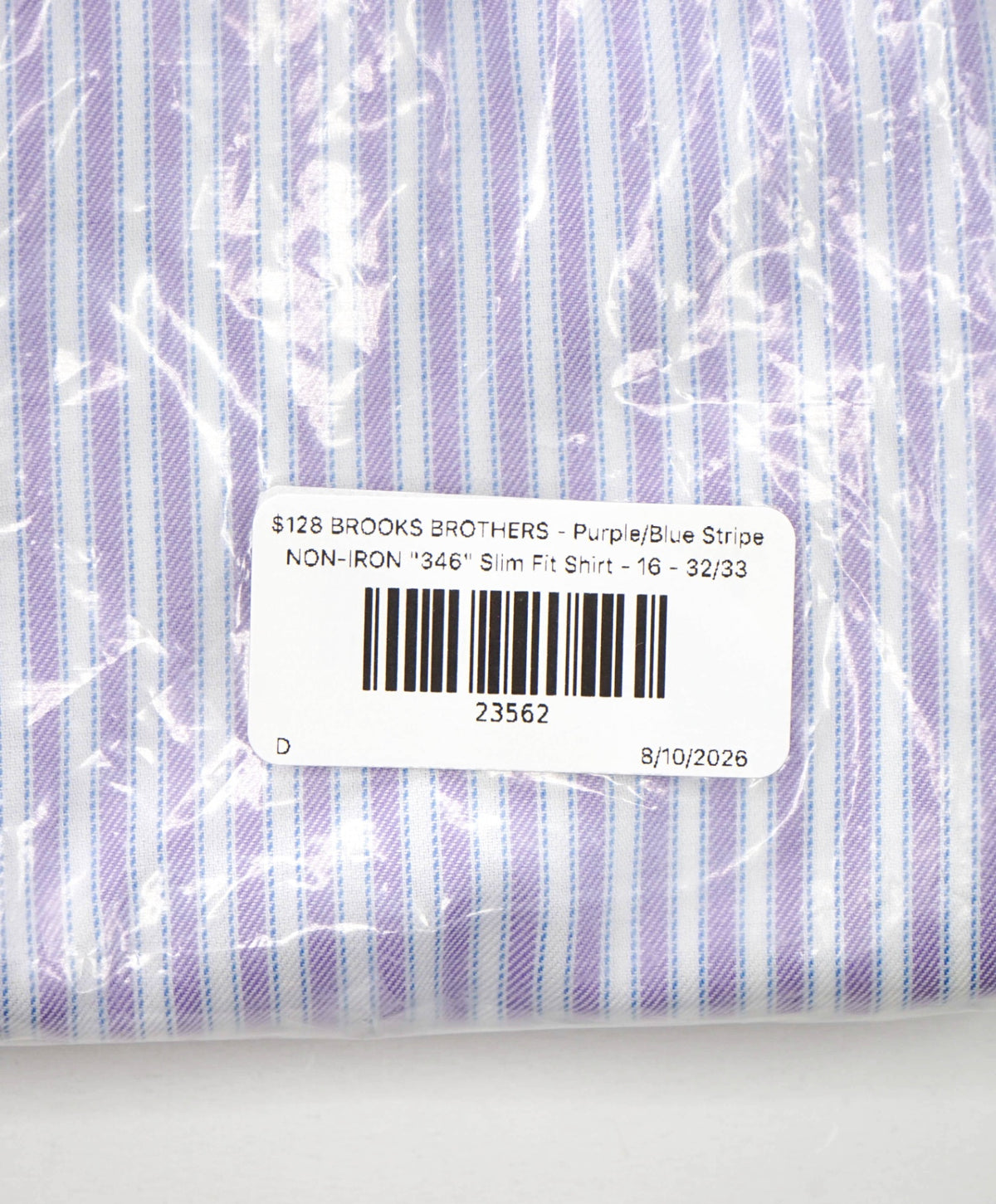 $128 BROOKS BROTHERS - Purple/Blue Stripe NON-IRON "346" Slim Fit Shirt - 16 - 32/33