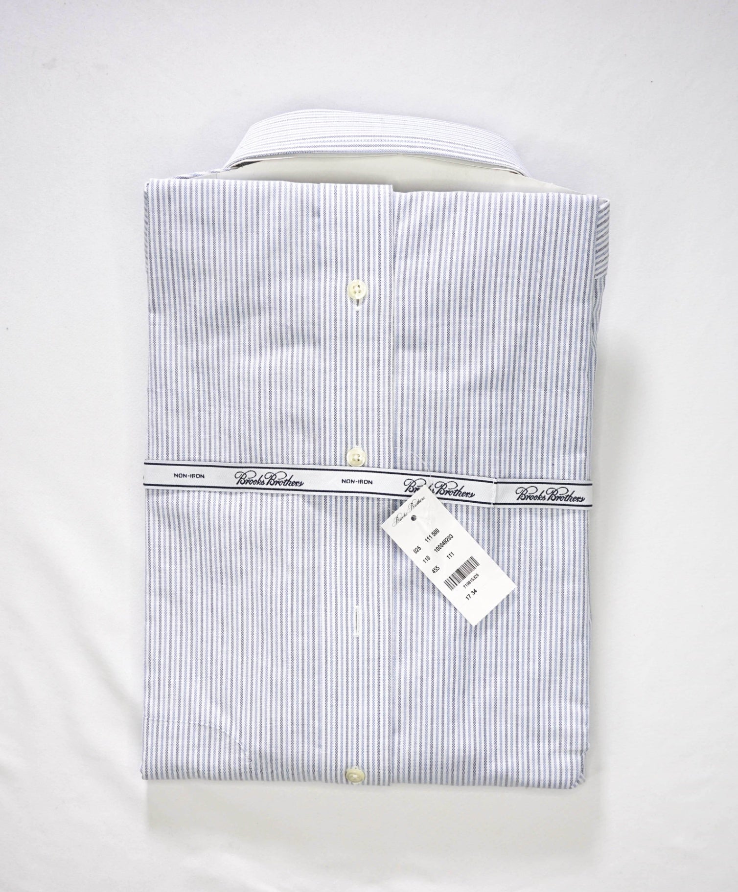$128 BROOKS BROTHERS - Blue Stripe NON-IRON REGENT Shirt - 17 - 34