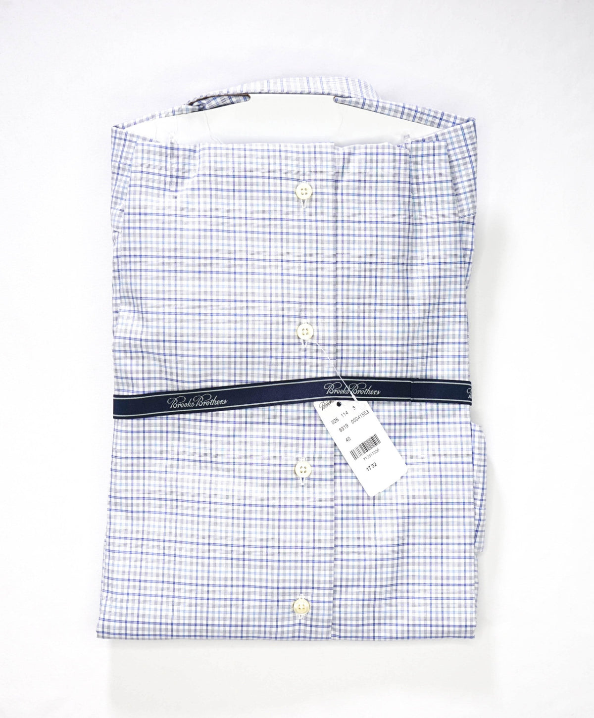 $198 BROOKS BROTHERS - Blue Plaid MAKERS AND MERCHANTS REGENT Shirt - 17 - 32