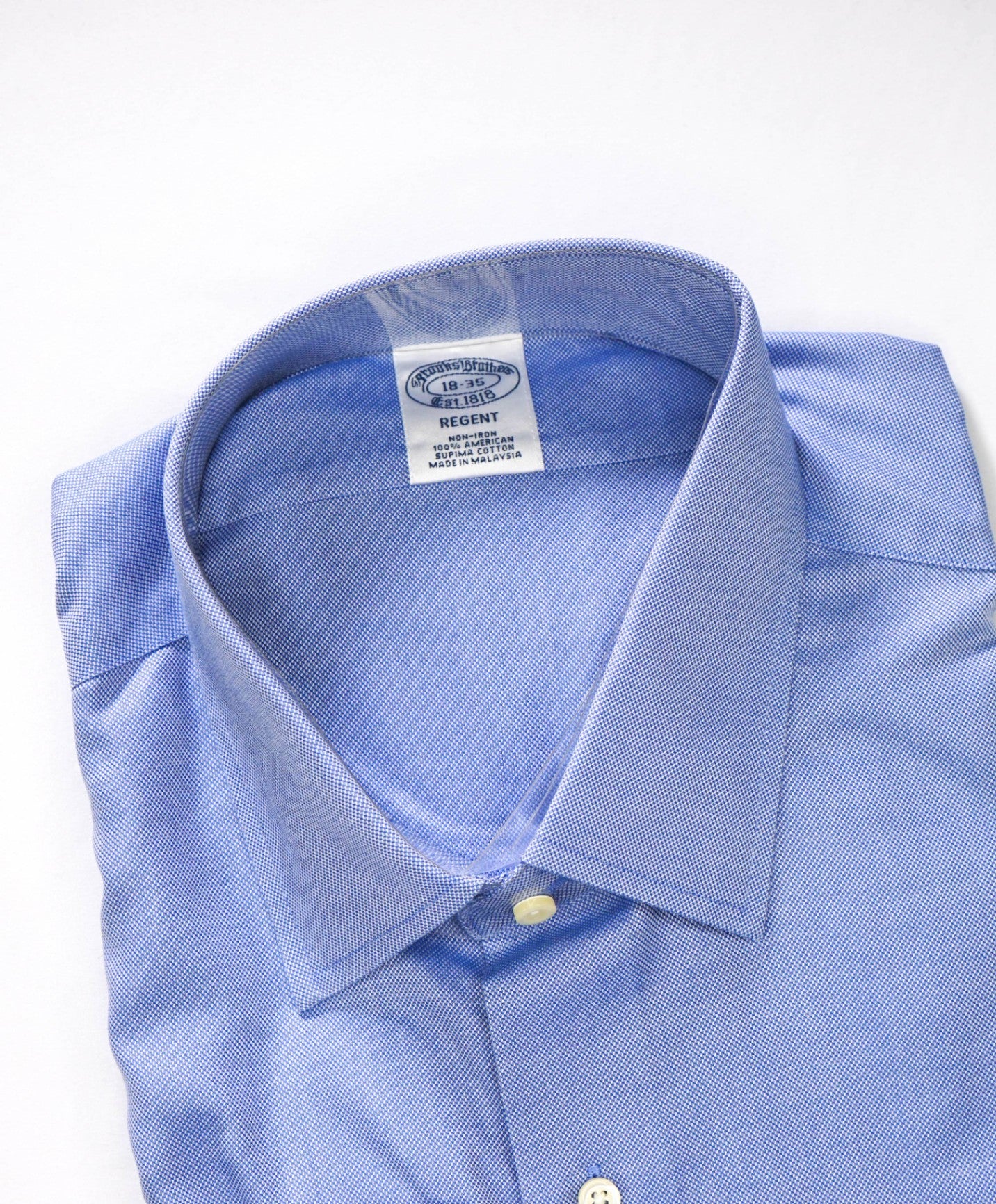 $128 BROOKS BROTHERS - Blue NON-IRON REGENT Shirt - 18 - 35