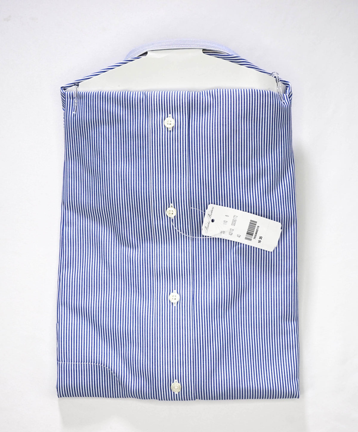 $128 BROOKS BROTHERS - Blue Stripe NON-IRON MILANO Shirt - 16 - 35