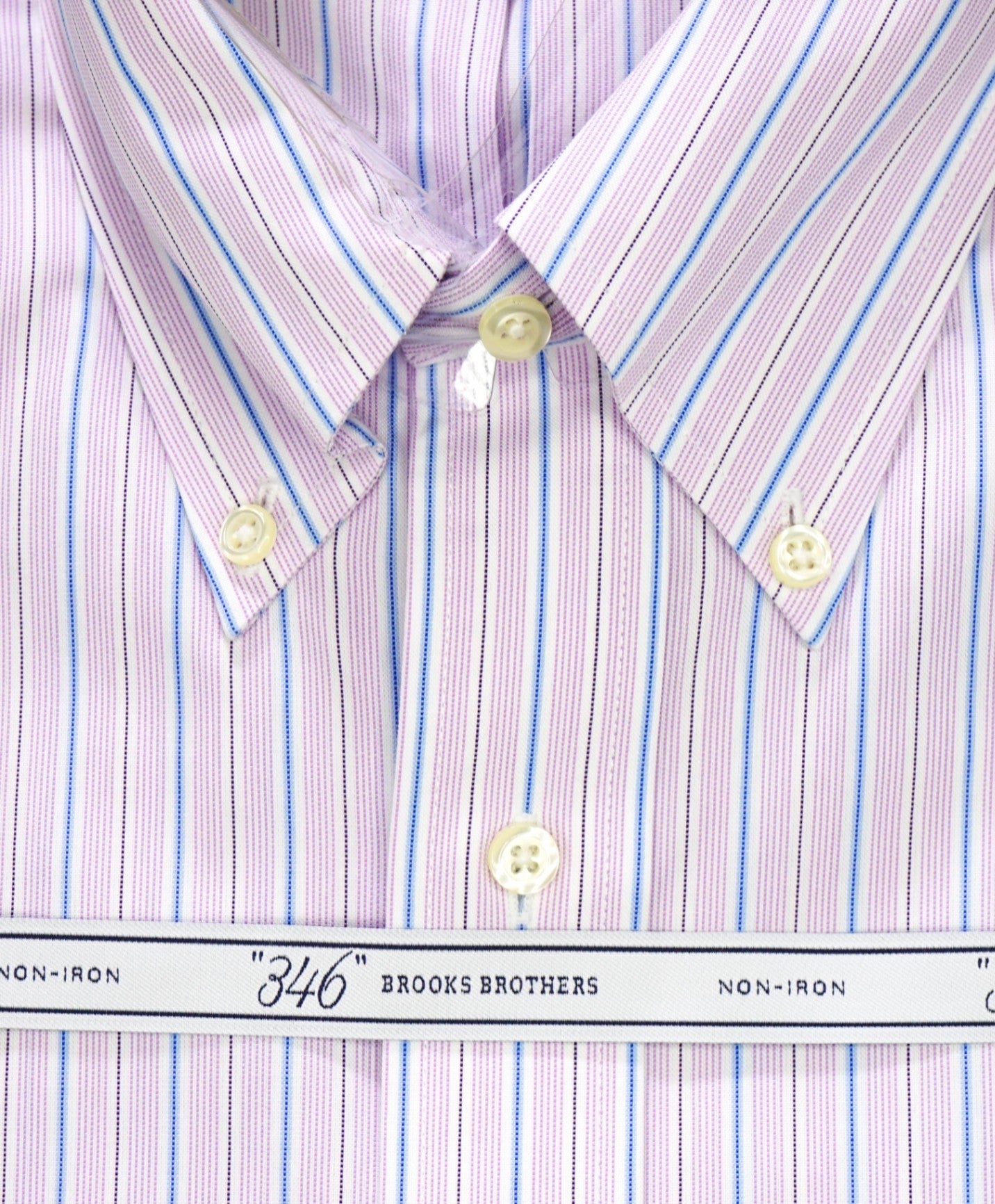 $128 BROOKS BROTHERS - Purple/Blue Stripe NON-IRON "346" Slim Fit Shirt - 15 - 34/35