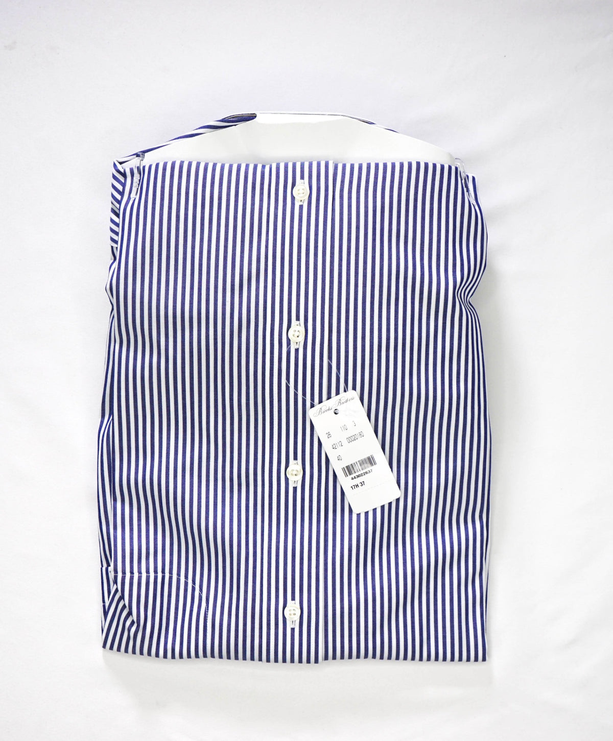 $128 BROOKS BROTHERS - Blue Stripe NON-IRON REGENT Shirt - 17.5 - 37