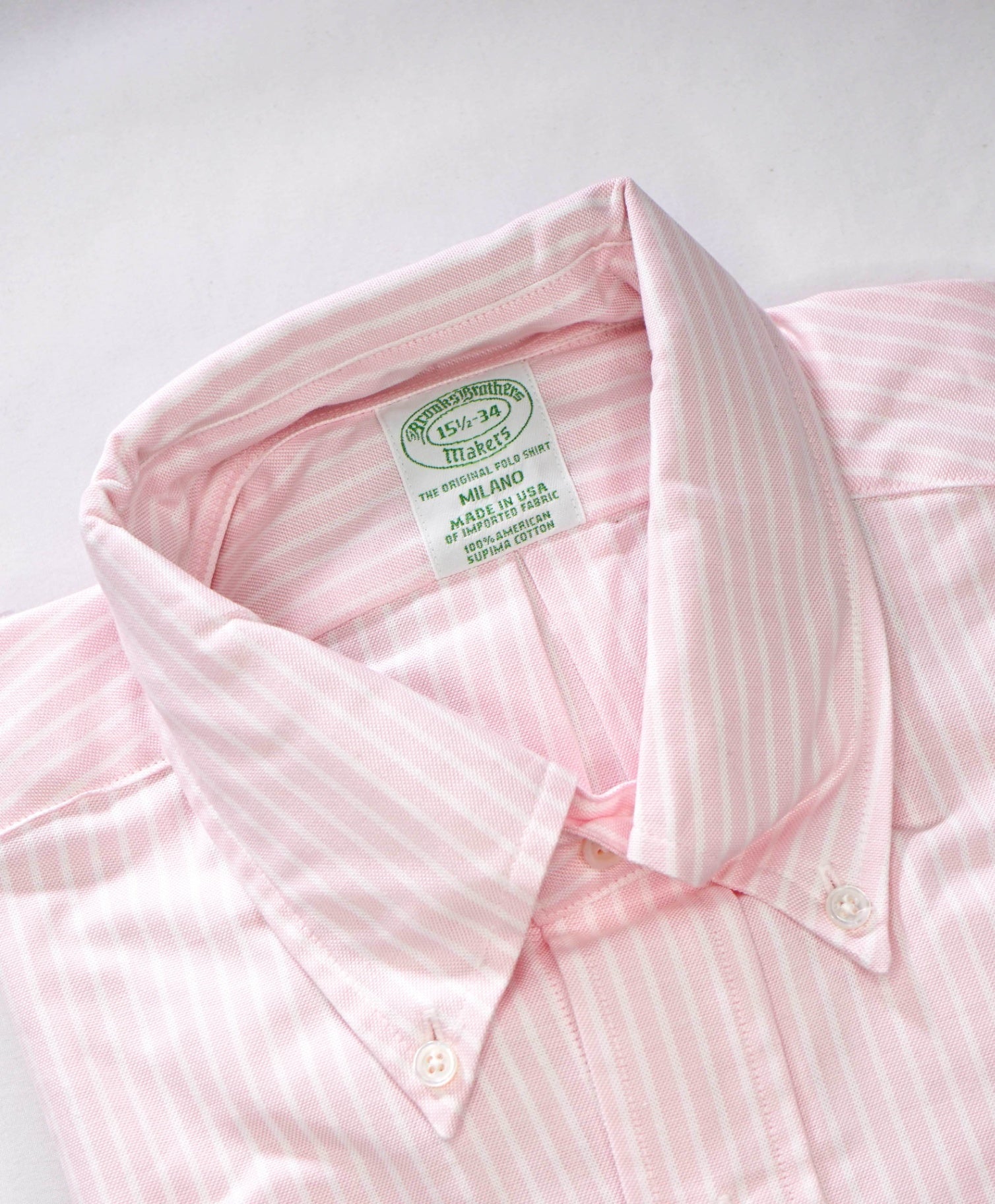 $198 BROOKS BROTHERS - Pink Stripe MADE IN USA MILANO Shirt - 15.5 - 34
