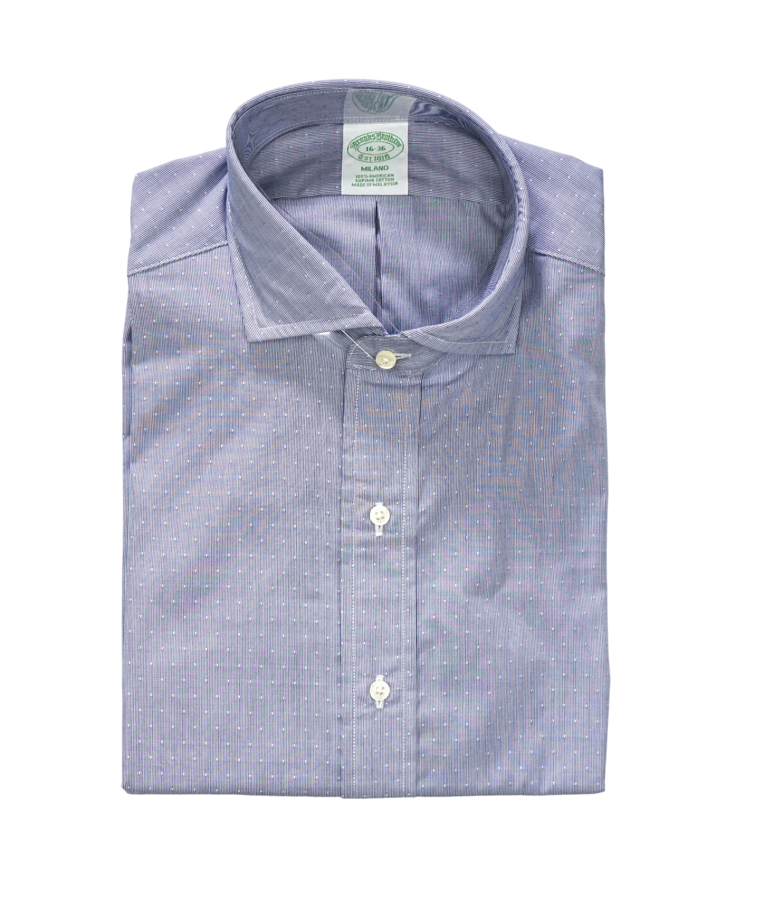 $128 BROOKS BROTHERS - Blue Stripe MILANO Shirt - 16 - 36