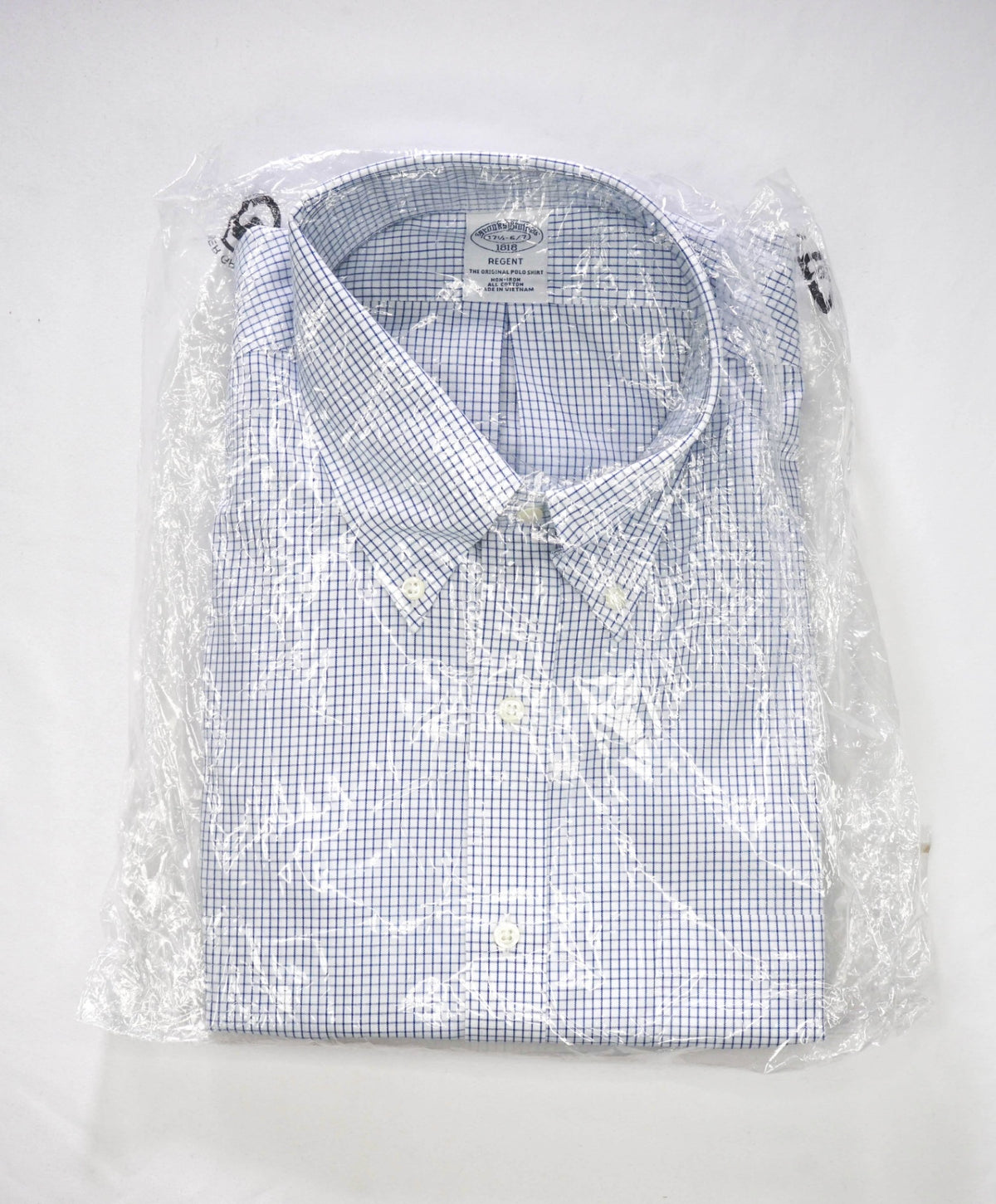 $128 BROOKS BROTHERS - Blue Check NON-IRON REGENT Shirt - 17.5 - 36/37