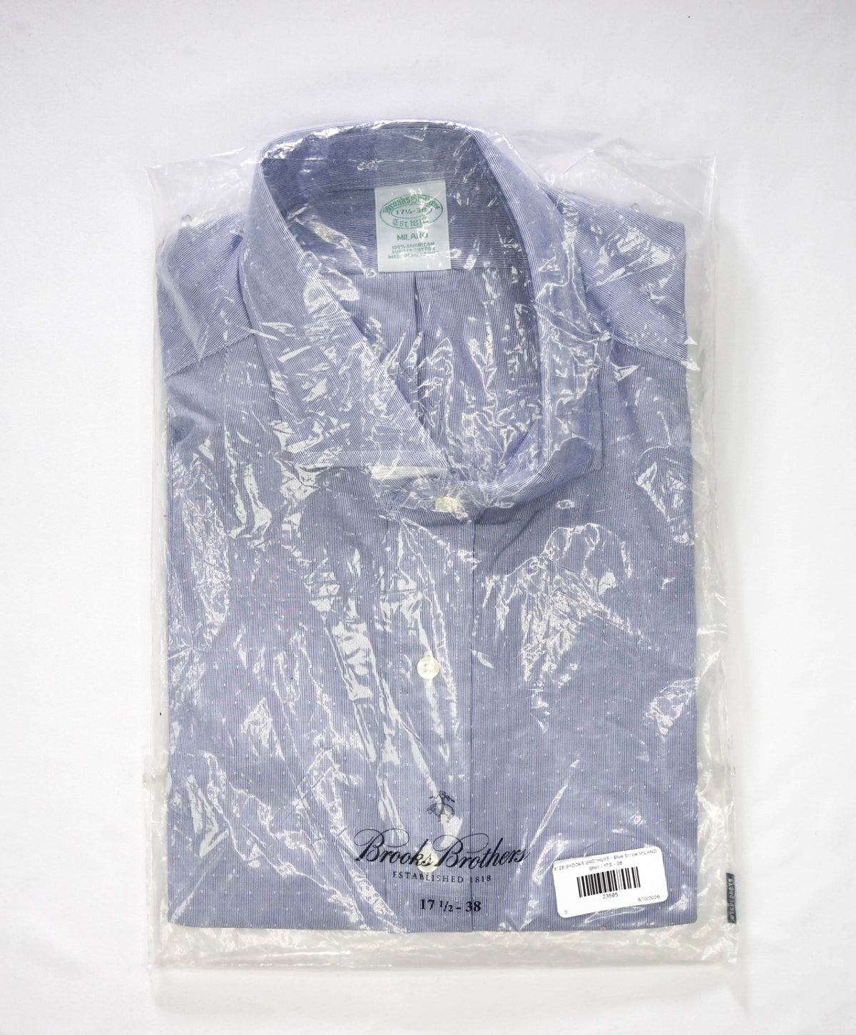 $128 BROOKS BROTHERS - Blue Stripe MILANO Shirt - 17.5 - 38