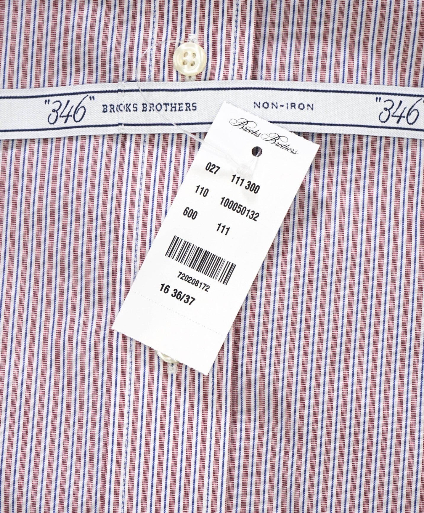 $128 BROOKS BROTHERS - Red/Blue Stripe NON-IRON "346" EXTRA SLIM FIT Shirt - 16 - 36/37