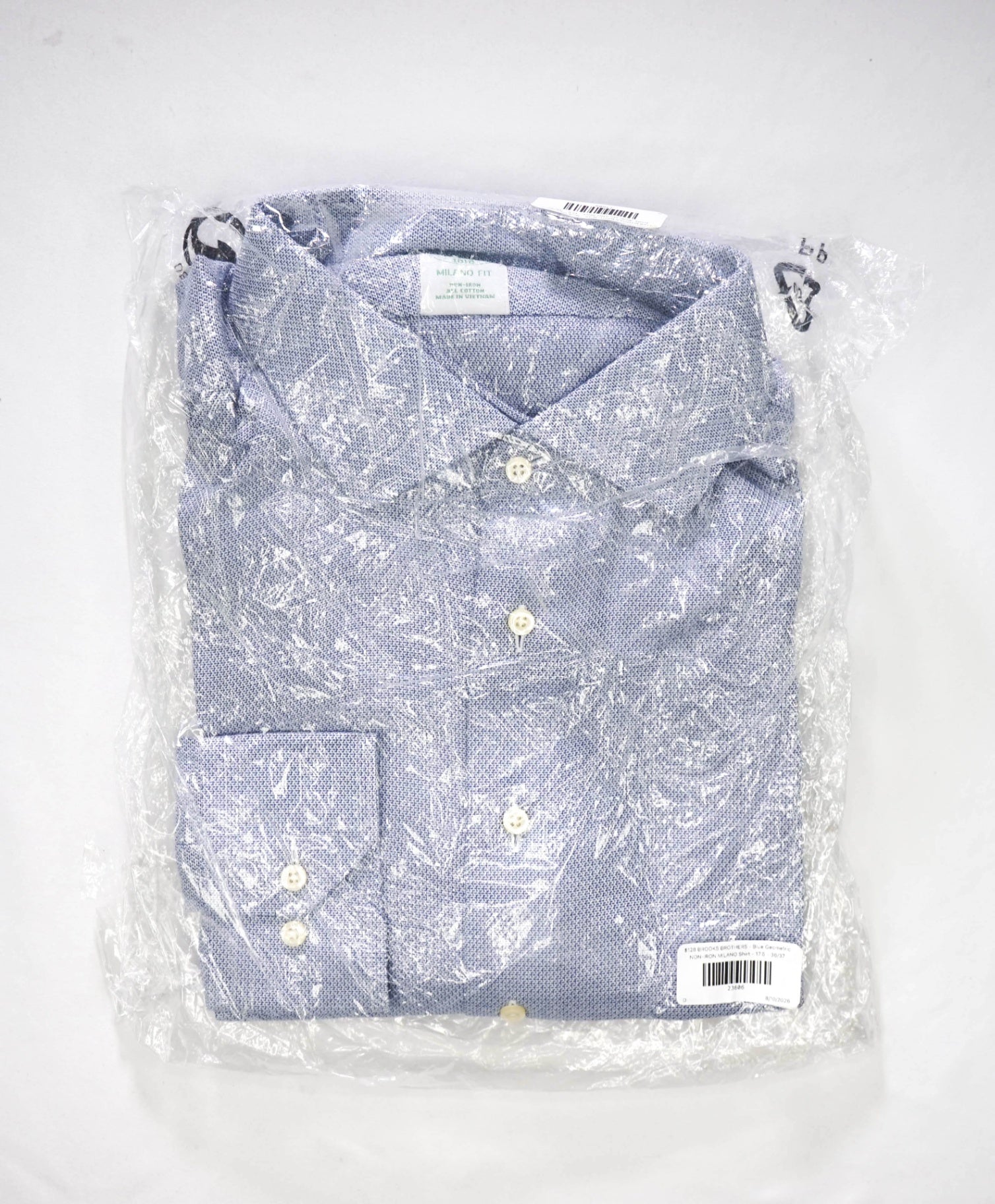 $128 BROOKS BROTHERS - Blue Geometric NON-IRON MILANO Shirt - 17.5 - 36/37