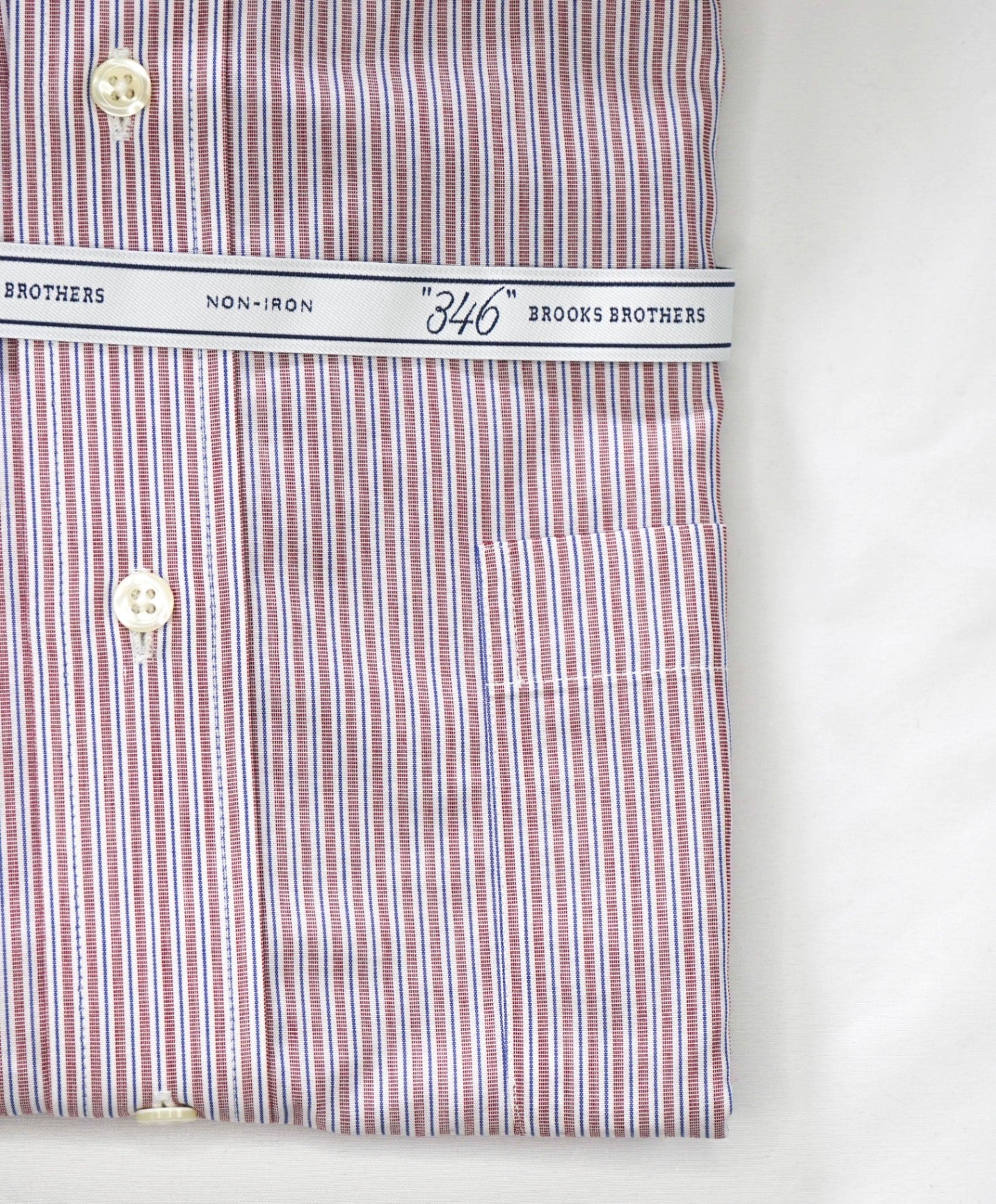 $128 BROOKS BROTHERS - Red/Blue Stripe NON-IRON "346" EXTRA SLIM FIT Shirt - 16 - 36/37
