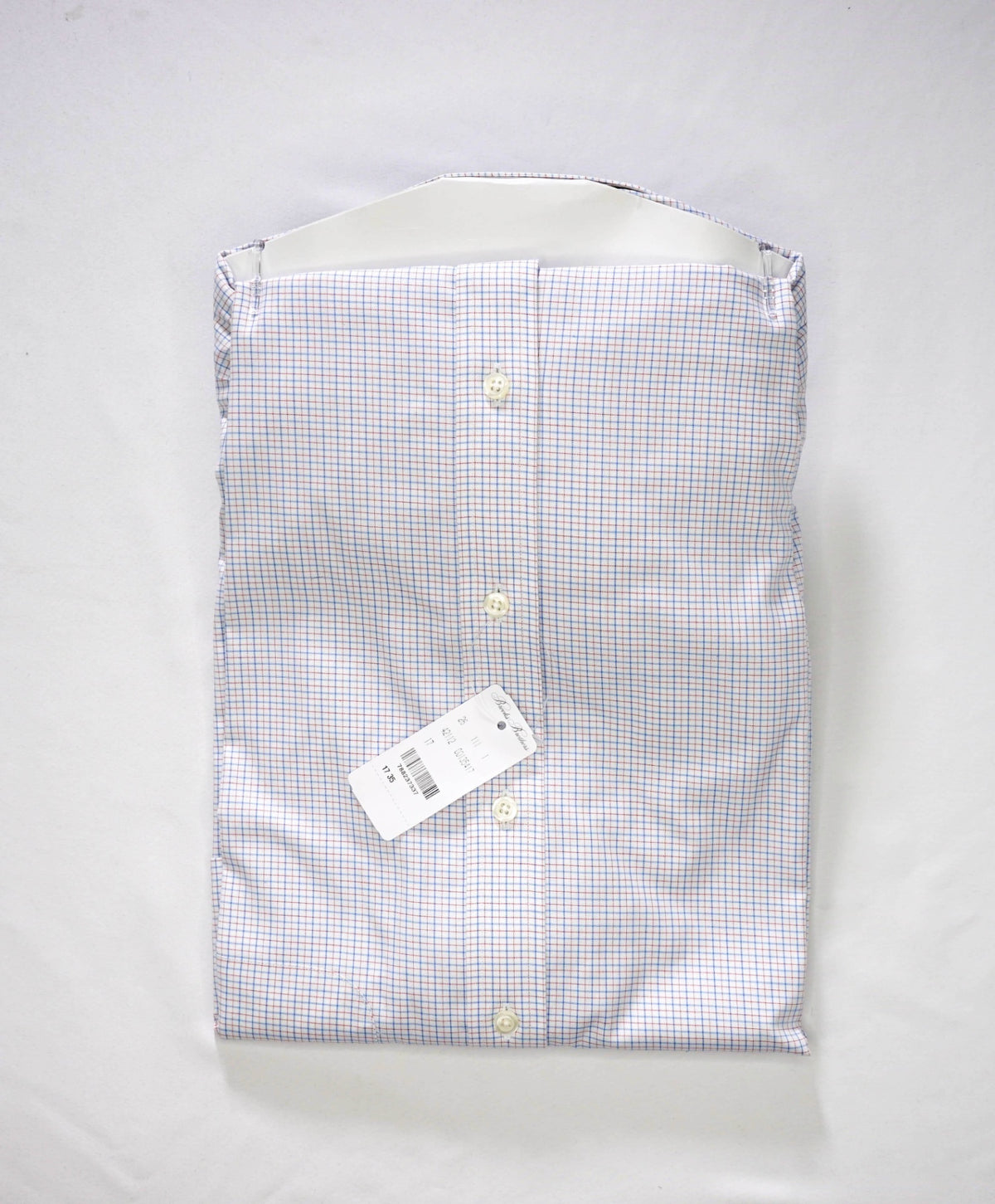 $128 BROOKS BROTHERS - Blue/Red Plaid NON-IRON REGENT Shirt - 17 - 35