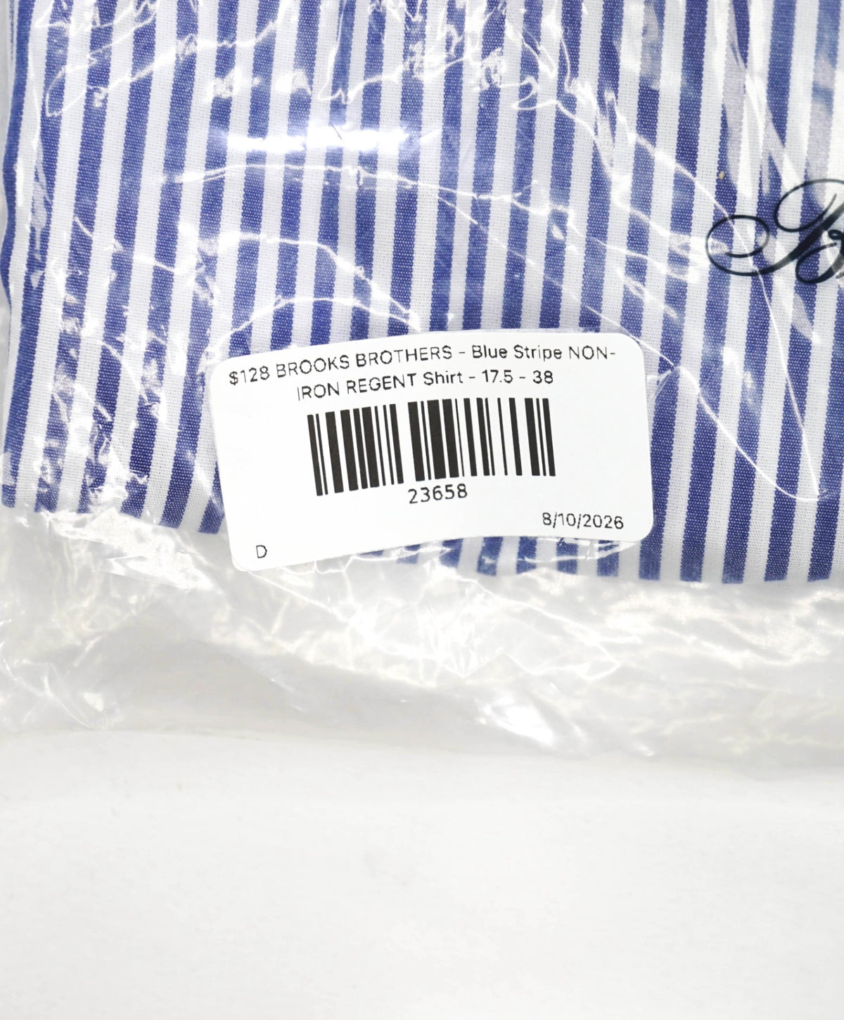 $128 BROOKS BROTHERS - Blue Stripe NON-IRON REGENT Shirt - 17.5 - 38