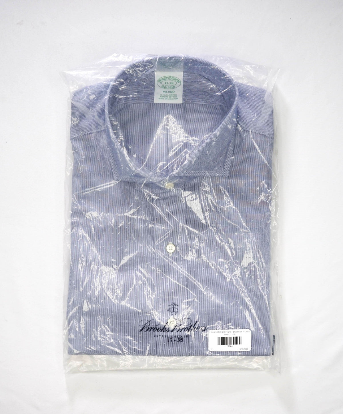 $128 BROOKS BROTHERS - Blue Stripe MILANO Shirt - 17 - 35