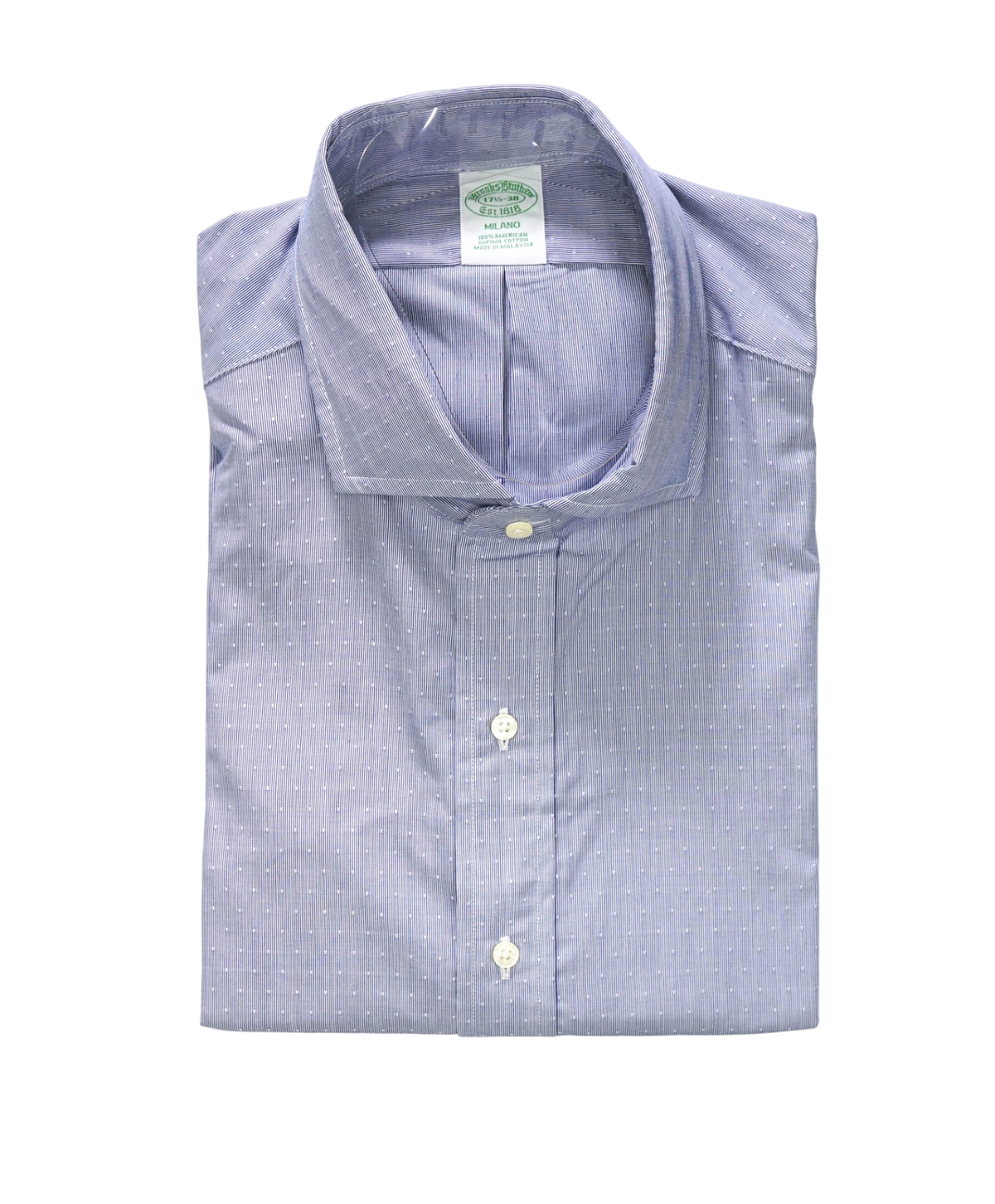 $128 BROOKS BROTHERS - Blue Stripe MILANO Shirt - 17.5 - 38