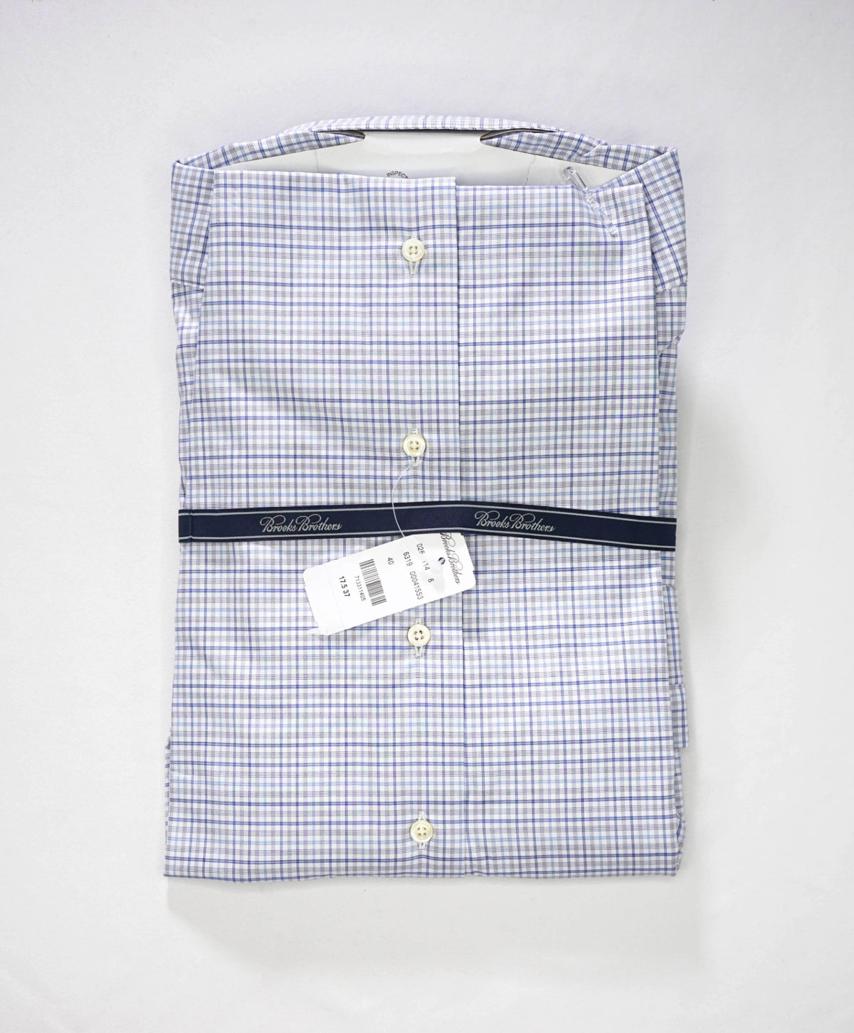 $198 BROOKS BROTHERS - Blue Plaid MAKERS AND MERCHANTS REGENT Shirt - 17.5 - 37