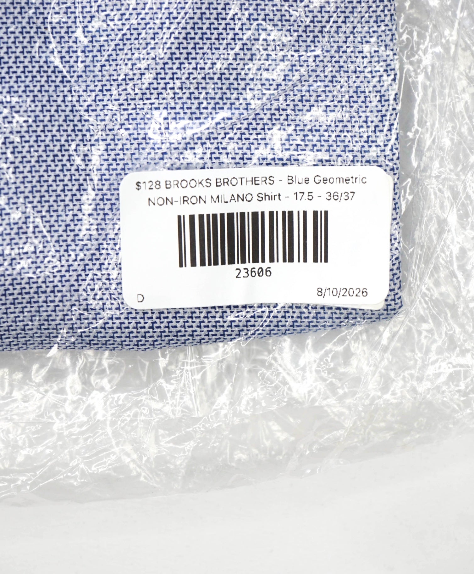 $128 BROOKS BROTHERS - Blue Geometric NON-IRON MILANO Shirt - 17.5 - 36/37