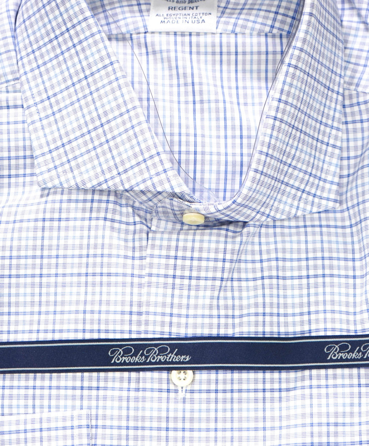 $198 BROOKS BROTHERS - Blue Plaid MAKERS AND MERCHANTS REGENT Shirt - 17 - 32
