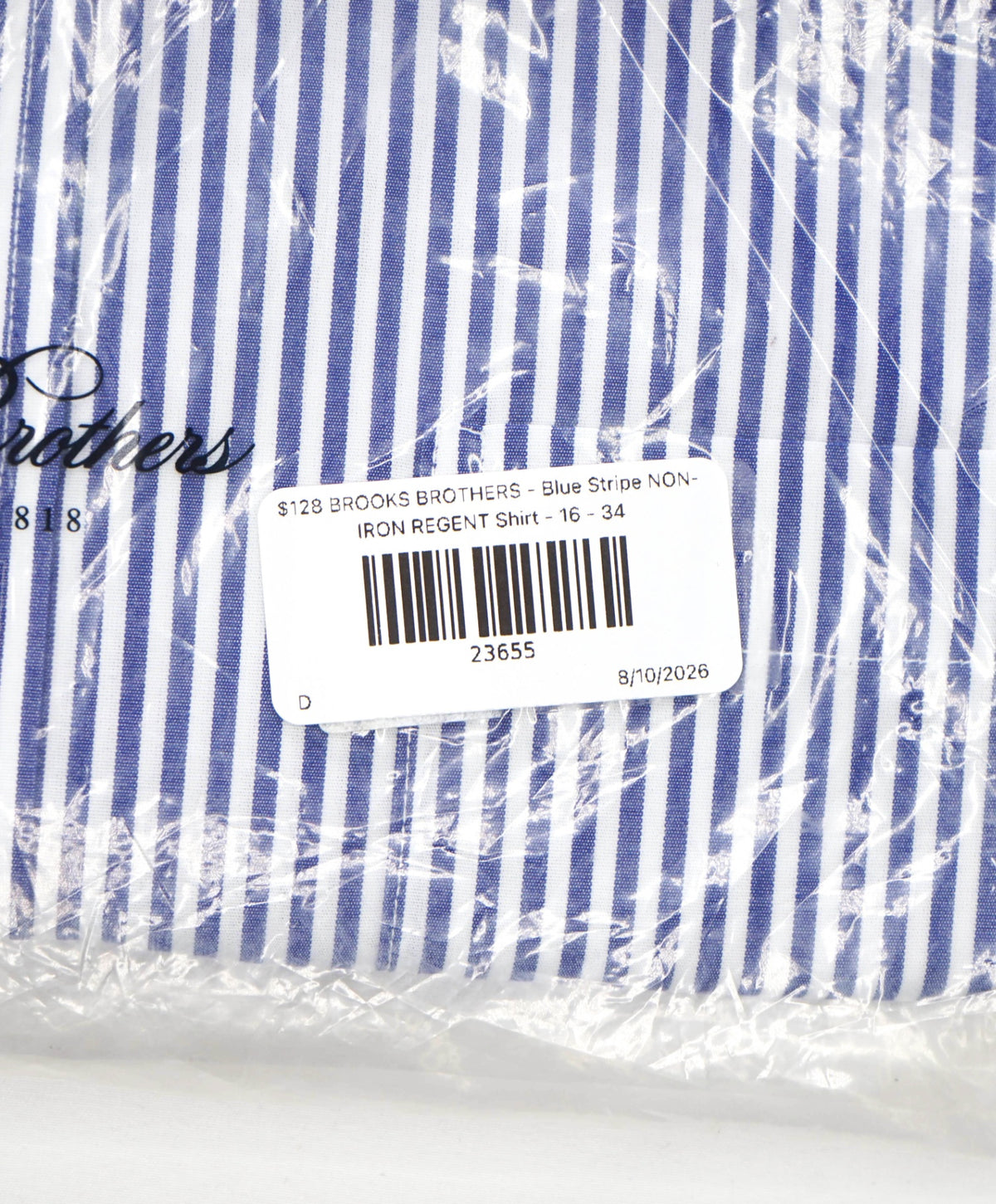$128 BROOKS BROTHERS - Blue Stripe NON-IRON REGENT Shirt - 16 - 34