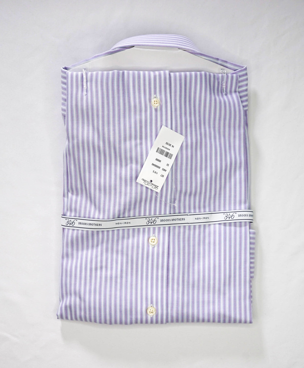 $128 BROOKS BROTHERS - Purple/Blue Stripe NON-IRON "346" Slim Fit Shirt - 16 - 32/33