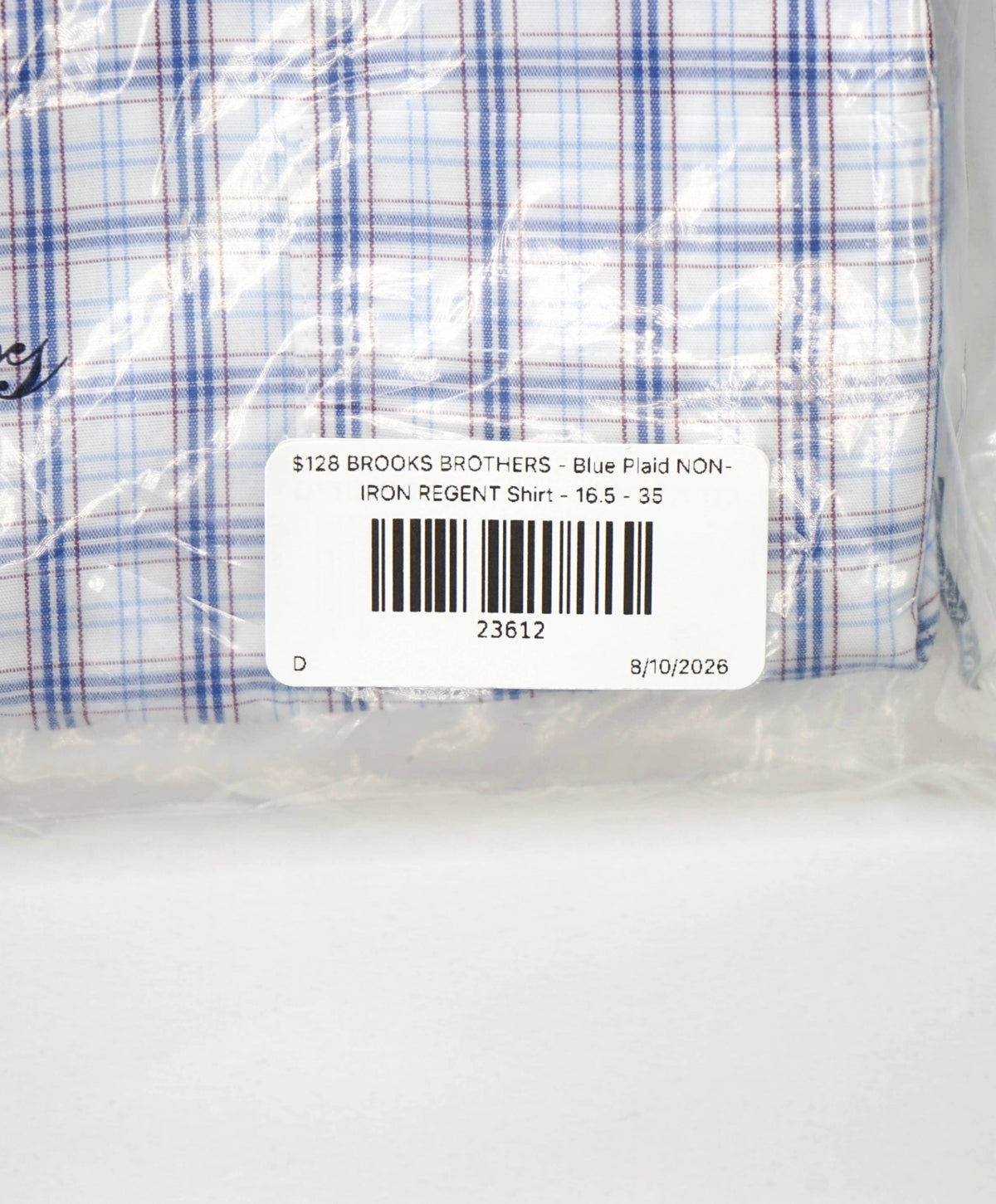 $128 BROOKS BROTHERS - Blue Plaid NON-IRON REGENT Shirt - 16.5 - 35
