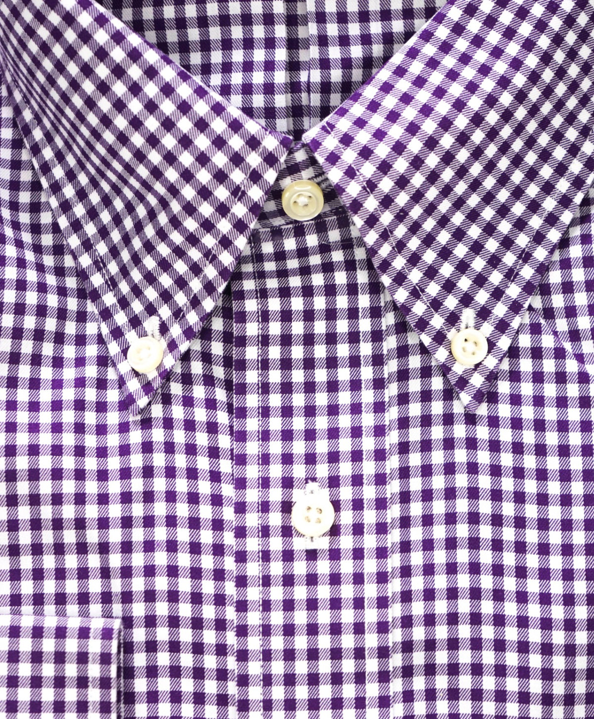 $128 BROOKS BROTHERS - Purple Gingham NON-IRON Shirt - 17 - 36