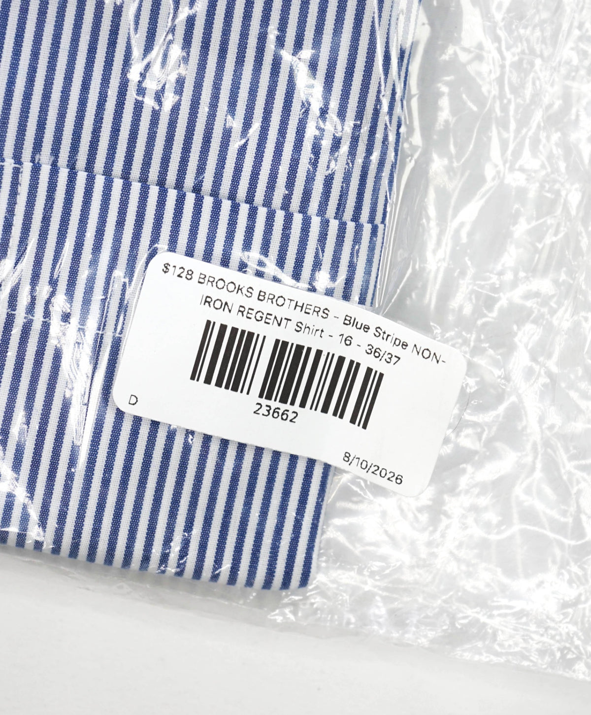 $128 BROOKS BROTHERS - Blue Stripe NON-IRON REGENT Shirt - 16 - 36/37