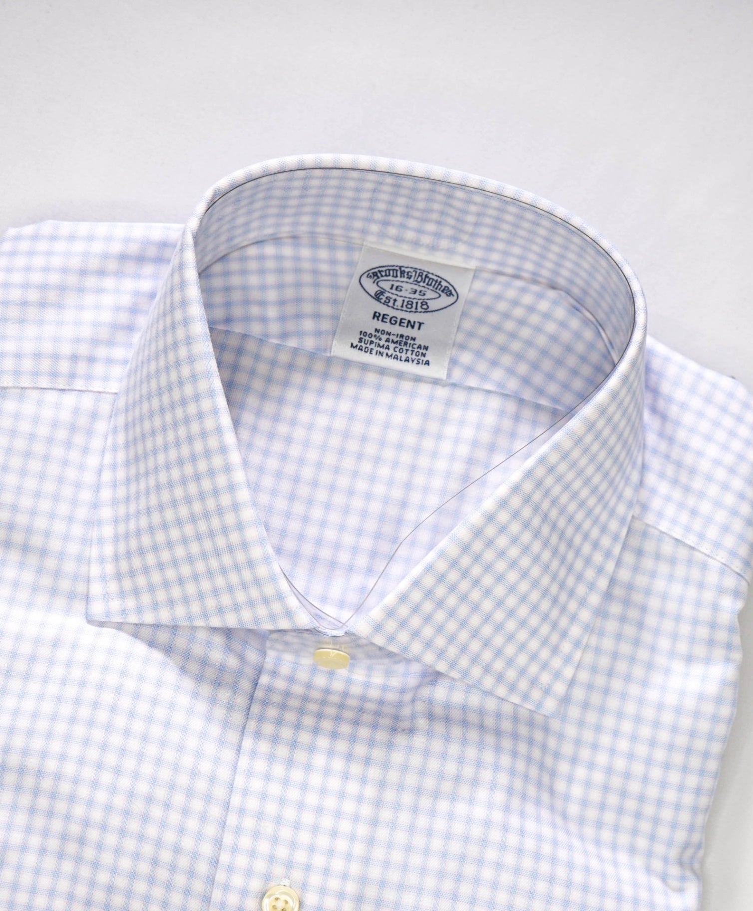 $128 BROOKS BROTHERS - Blue/Pink Check NON-IRON REGENT Shirt - 16 - 35