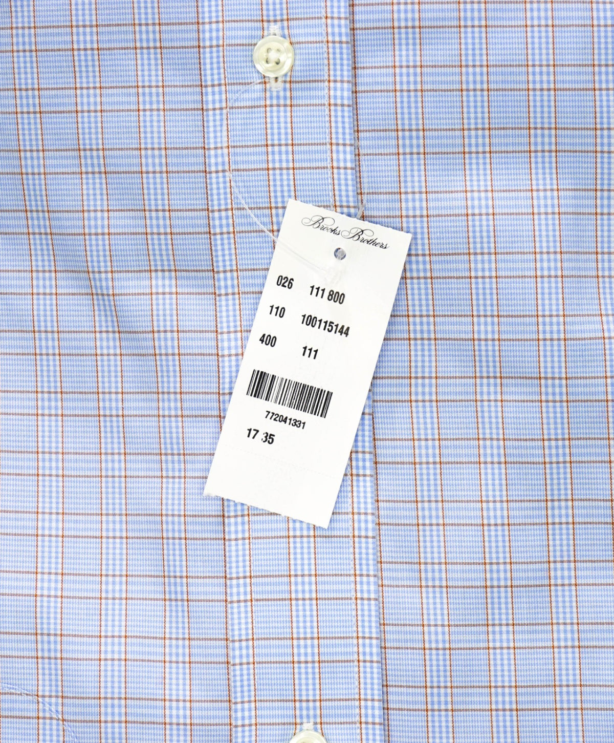 $128 BROOKS BROTHERS - Blue Plaid NON-IRON MILANO Shirt - 17 - 35