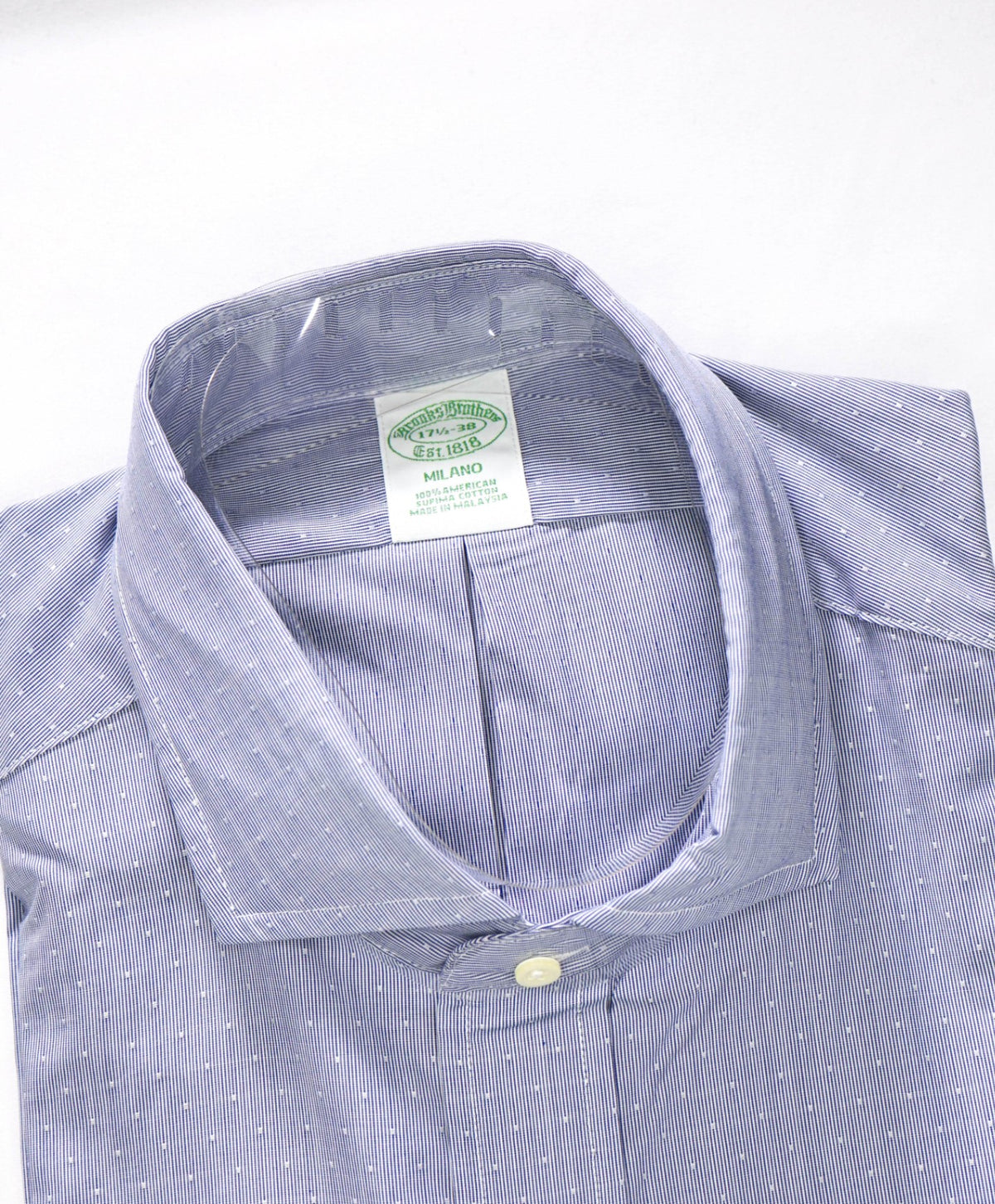 $128 BROOKS BROTHERS - Blue Stripe MILANO Shirt - 17.5 - 38