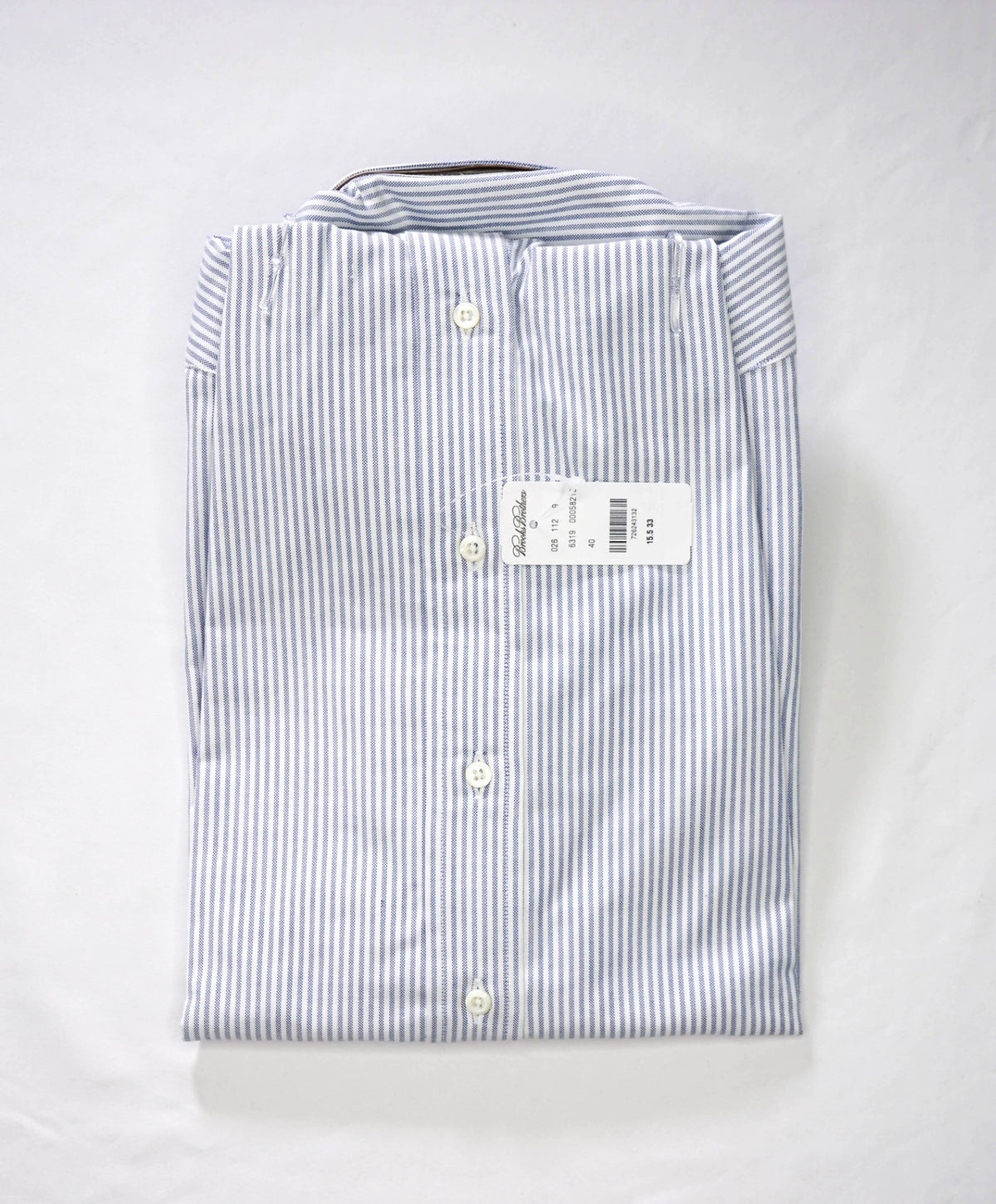 $198 BROOKS BROTHERS - Blue Stripe MADE IN USA MILANO Shirt - 15.5 - 33