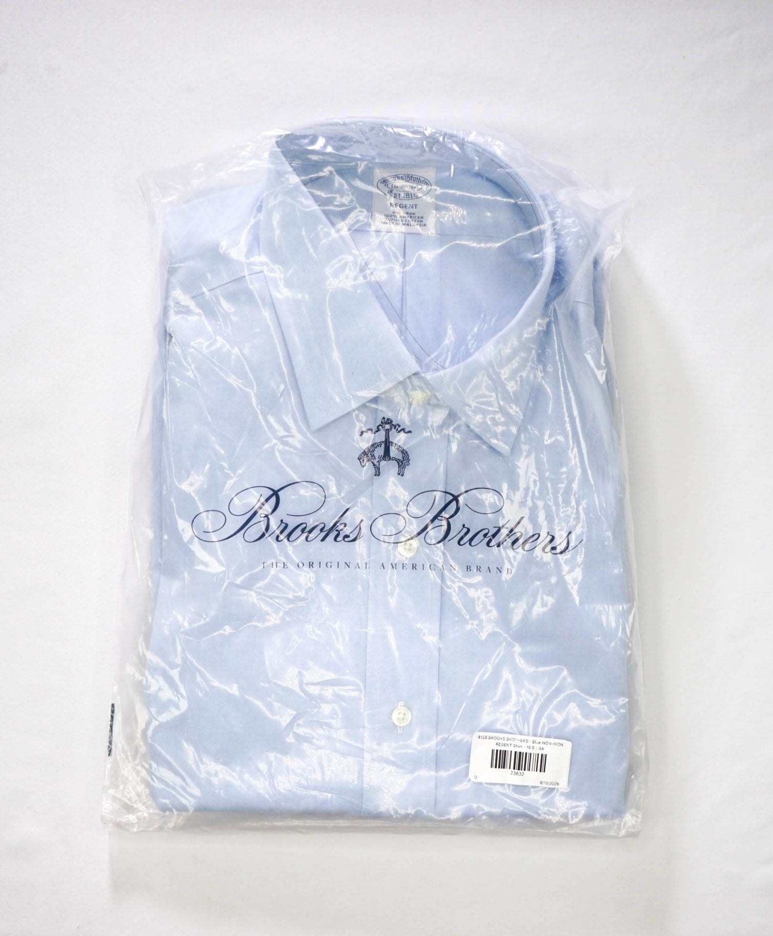 $128 BROOKS BROTHERS - Blue NON-IRON REGENT Shirt - 16.5 - 34